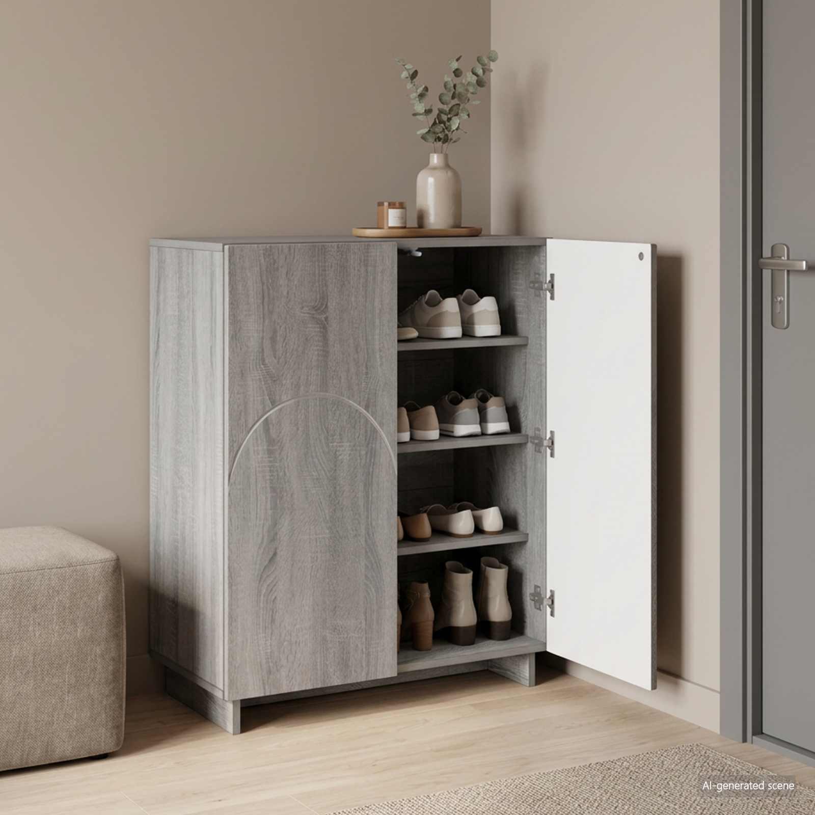 Schoenenkast 73 x 38 x 87,5 cm Bewerkt hout Grijs Sonoma image 1