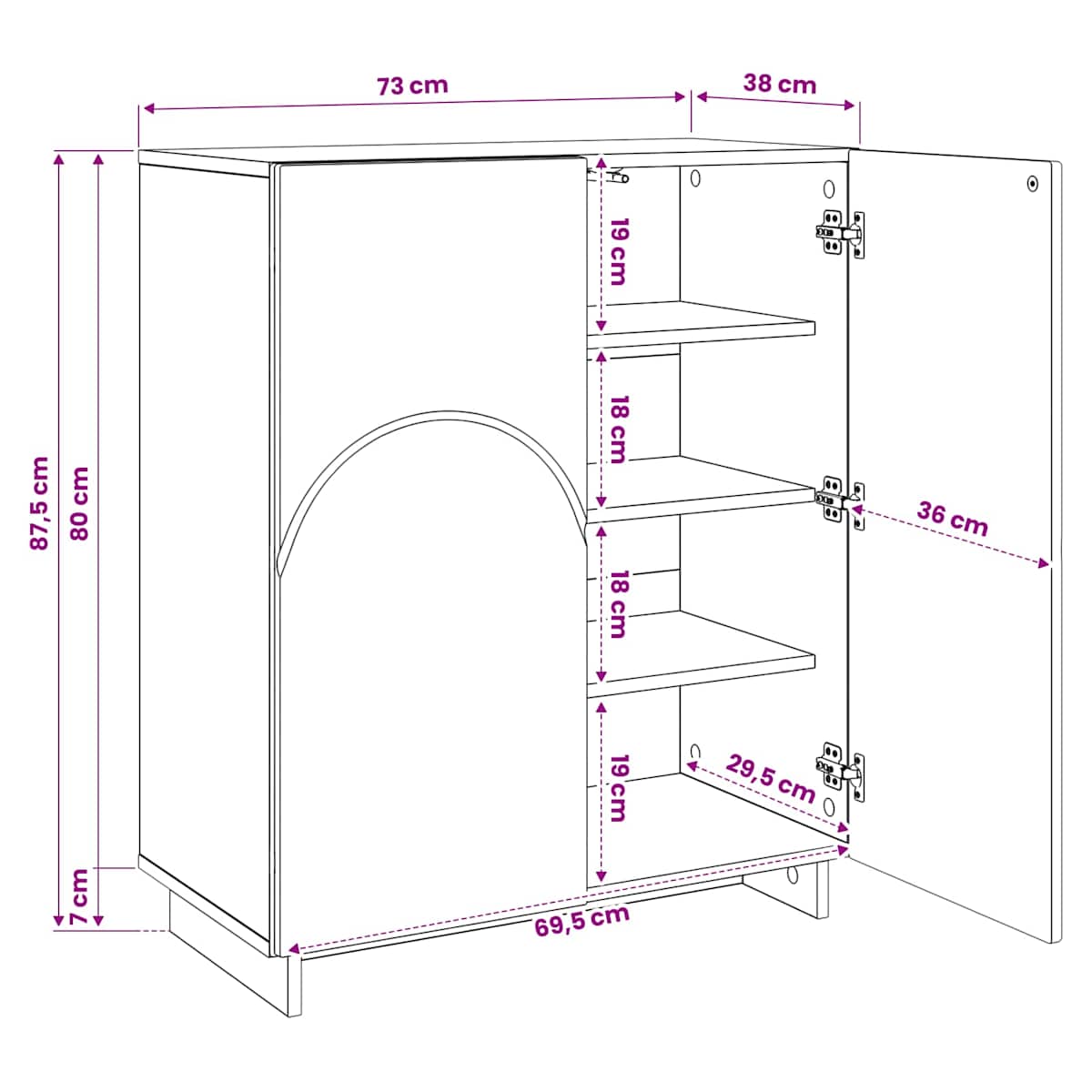 Skoskab 73 x 38 x 87,5 cm Konstrueret træ - Billede 9