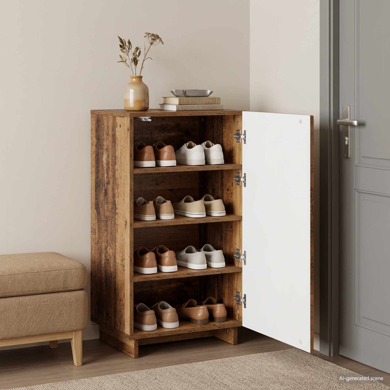 Schoenenkast 48 x 38 x 87,5 cm Bewerkt hout Oud hout image 1