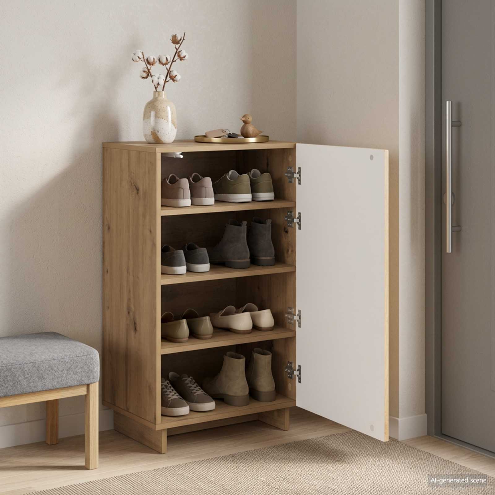 Schoenenkast 48 x 38 x 87,5 cm Bewerkt hout Artisanaal eiken image 1