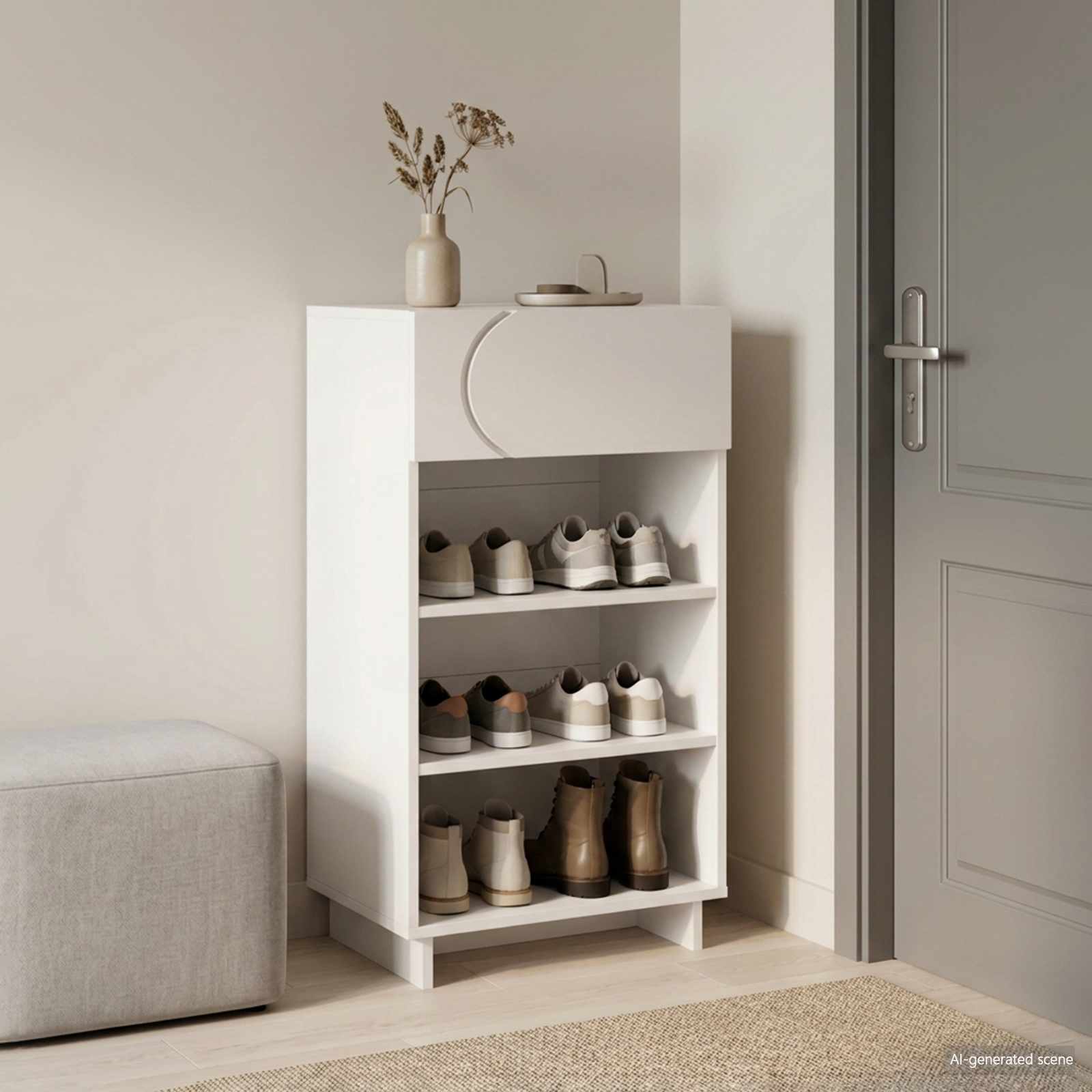 Schoenenkast 48 x 38 x 87,5 cm Bewerkt hout Wit image 1