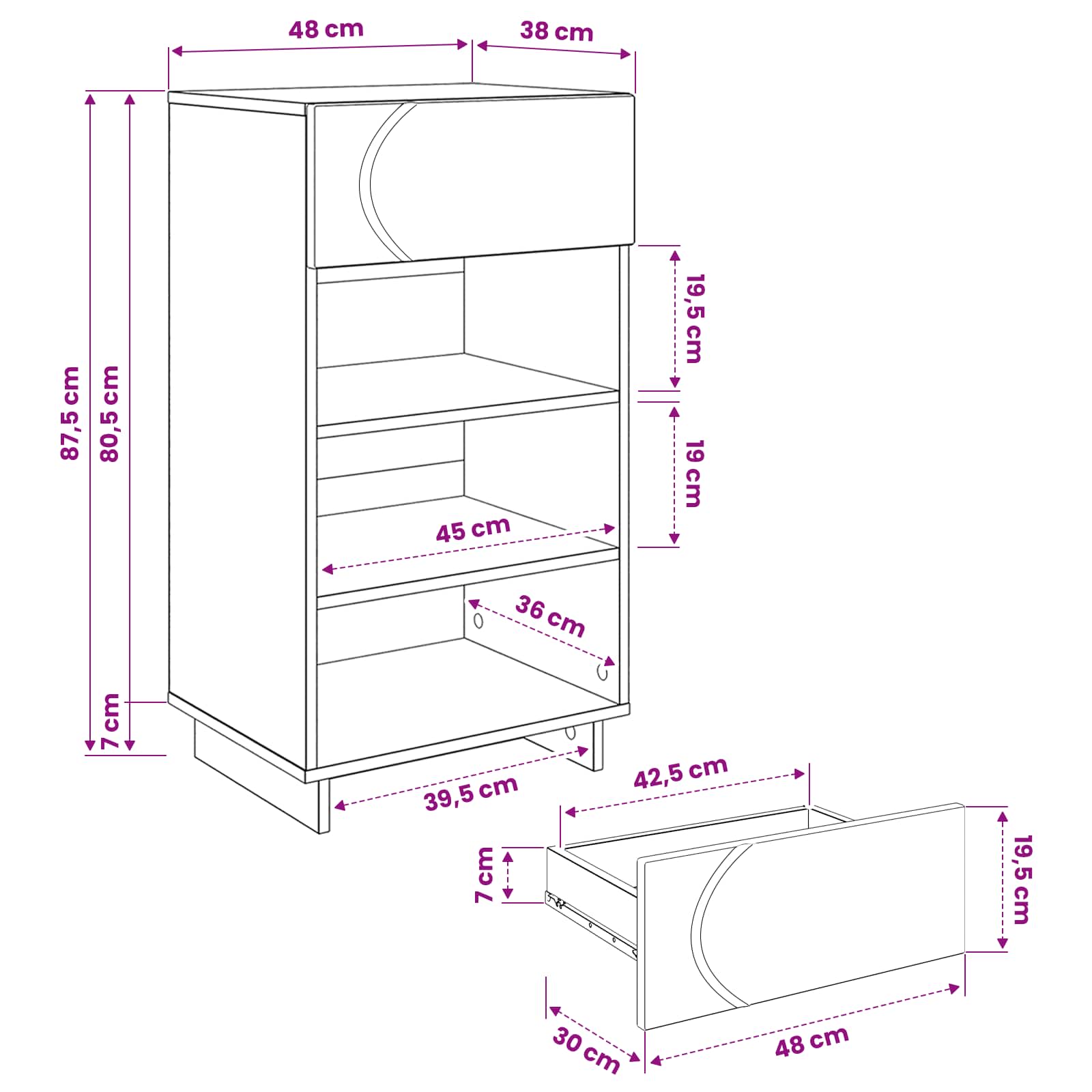 Schoenenkast 48 x 38 x 87,5 cm Bewerkt hout Hoogglans Wit image 10