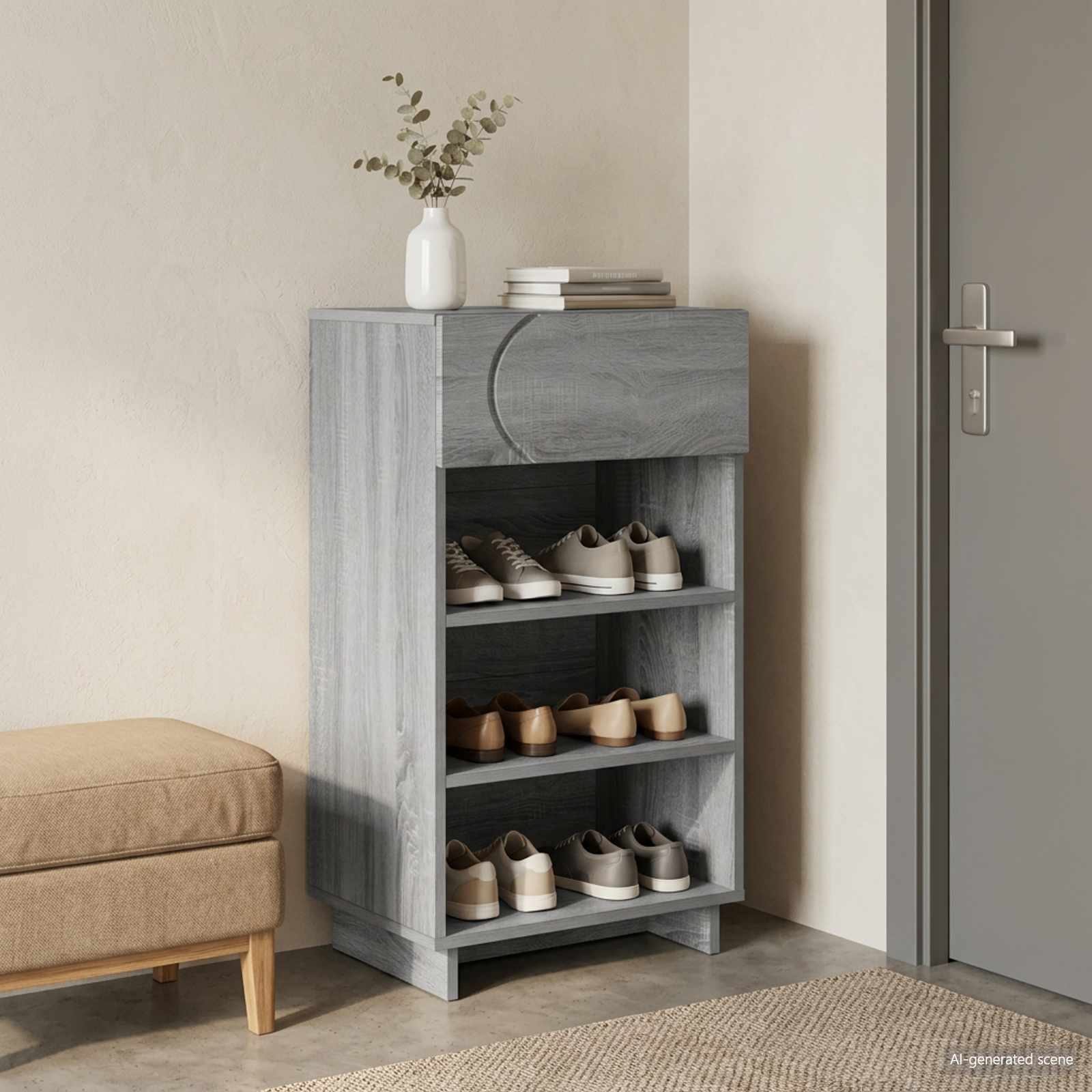 Schoenenkast 48 x 38 x 87,5 cm Bewerkt hout Grijs Sonoma image 1