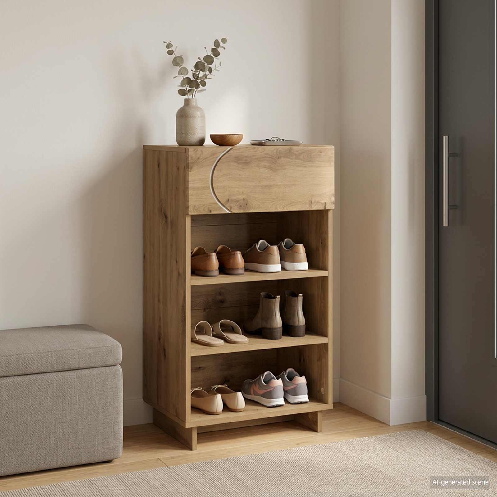 Schoenenkast 48 x 38 x 87,5 cm Bewerkt hout Artisanaal eiken image 1