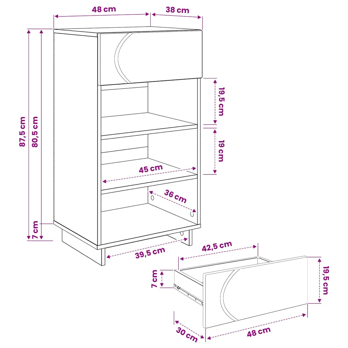 Skoskab 48 x 38 x 87,5 cm Konstrueret træ - Billede 10