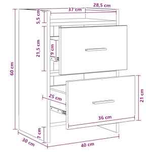 Noční stolky 2 pcs Kouřový dub 40 x 30 x 60 cm Kompozitní dřevo - obrázek 9