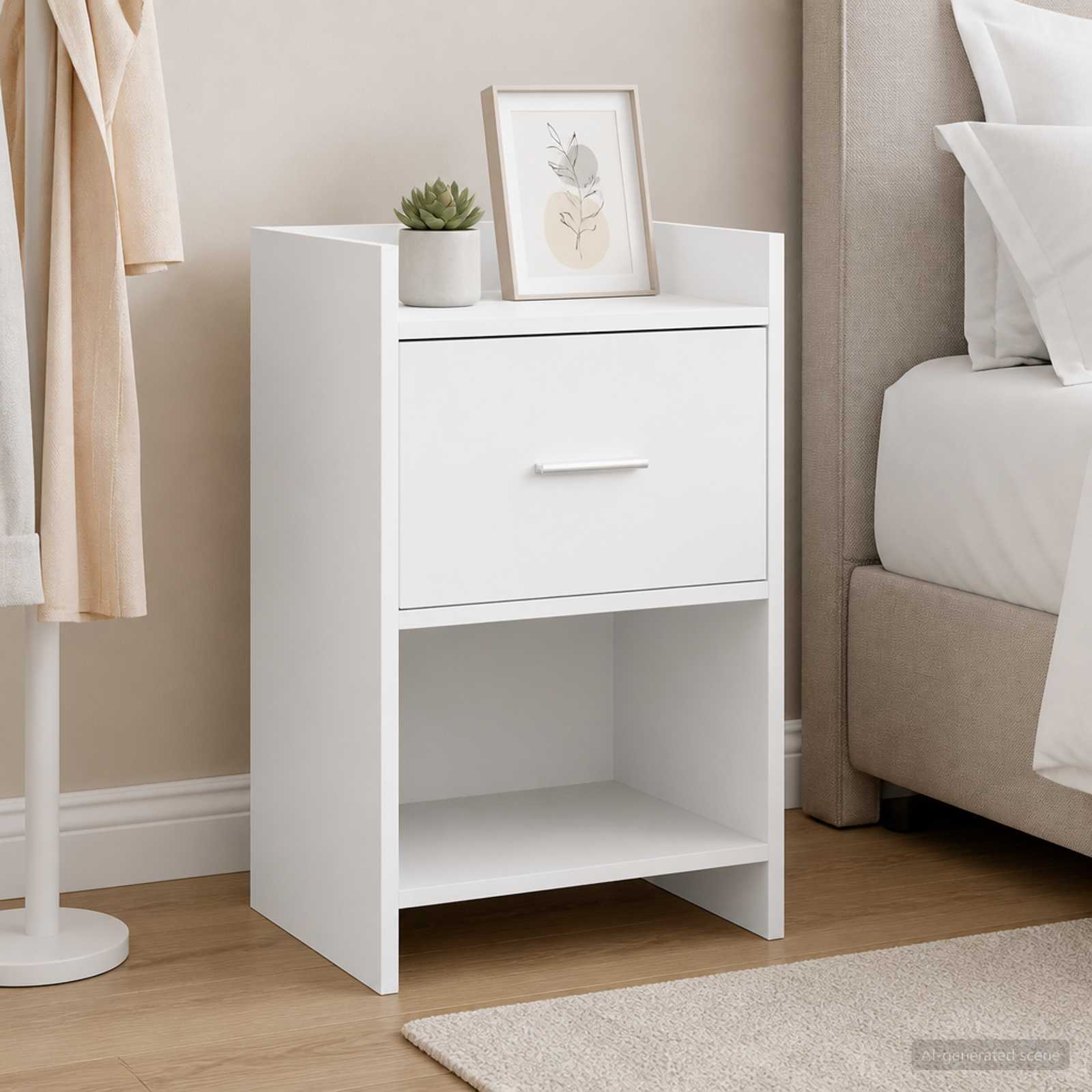 vidaXL Sengeborde 2 stk. Hvid 40 x 30 x 60 cm Konstrueret træ