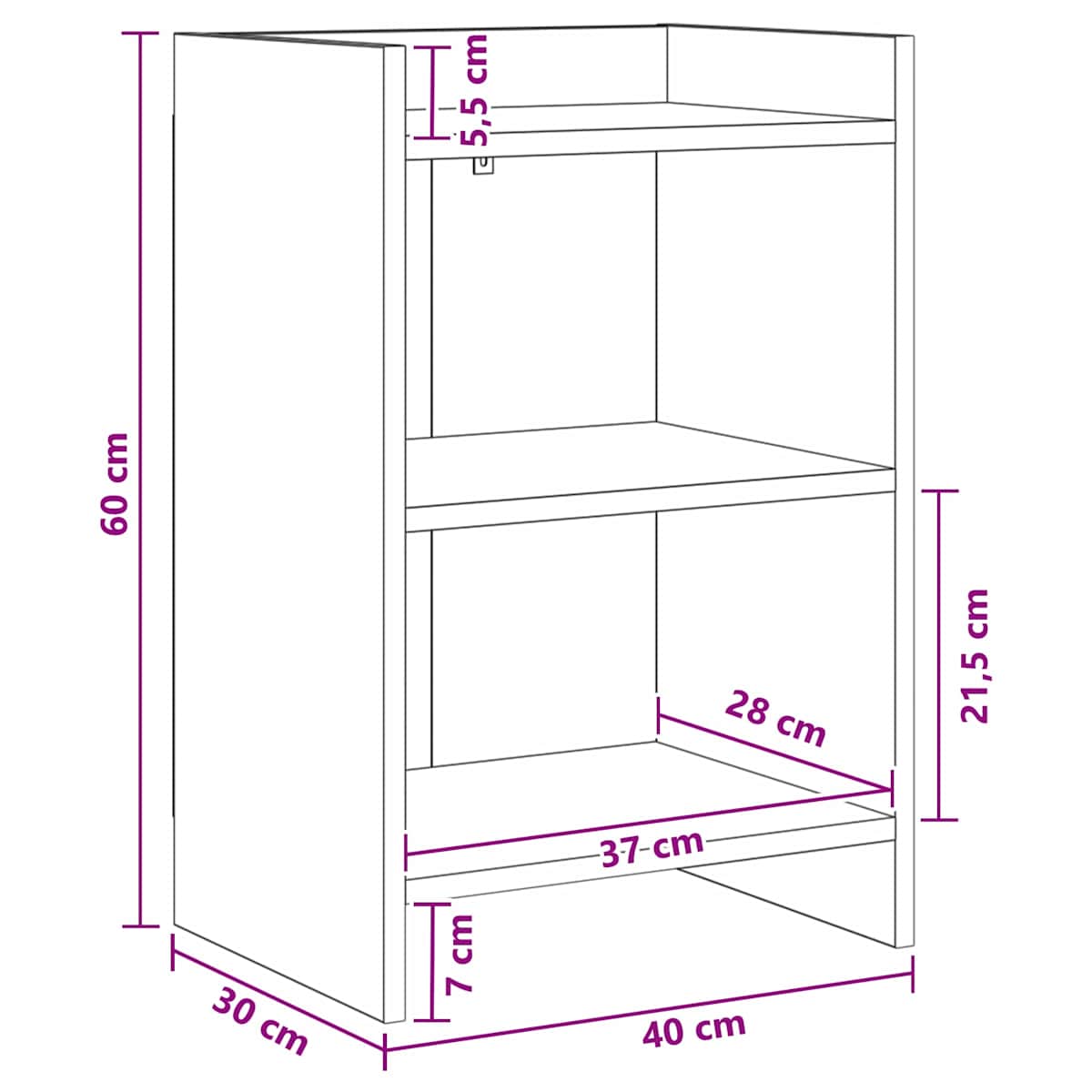 Sengeborde 40 x 30 x 60 cm Konstrueret træ - Billede 10