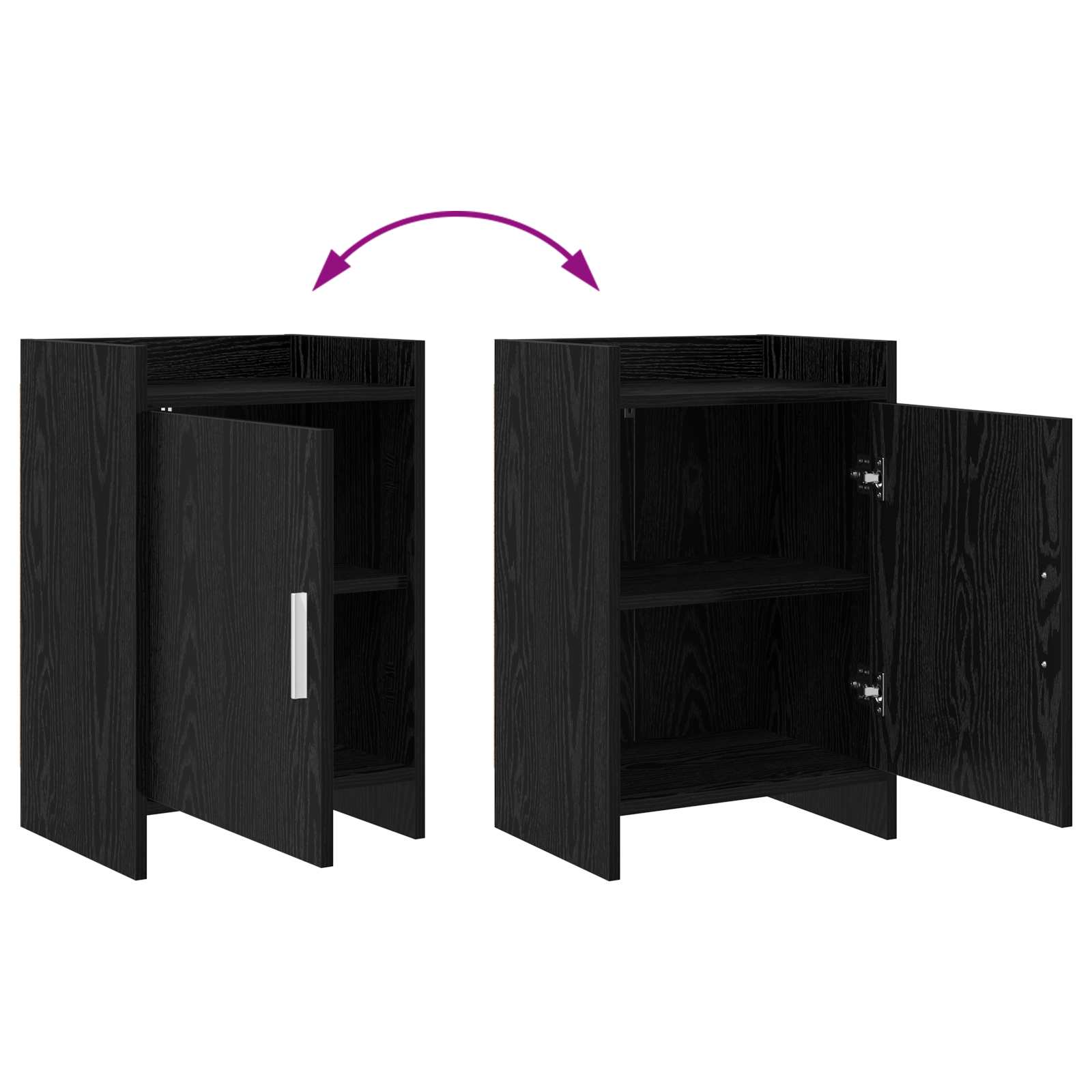 Κομοδίνα Μαύρη Δρυς 40 x 30 x 60 cm Επεξεργασμένο Ξύλο - Image 7
