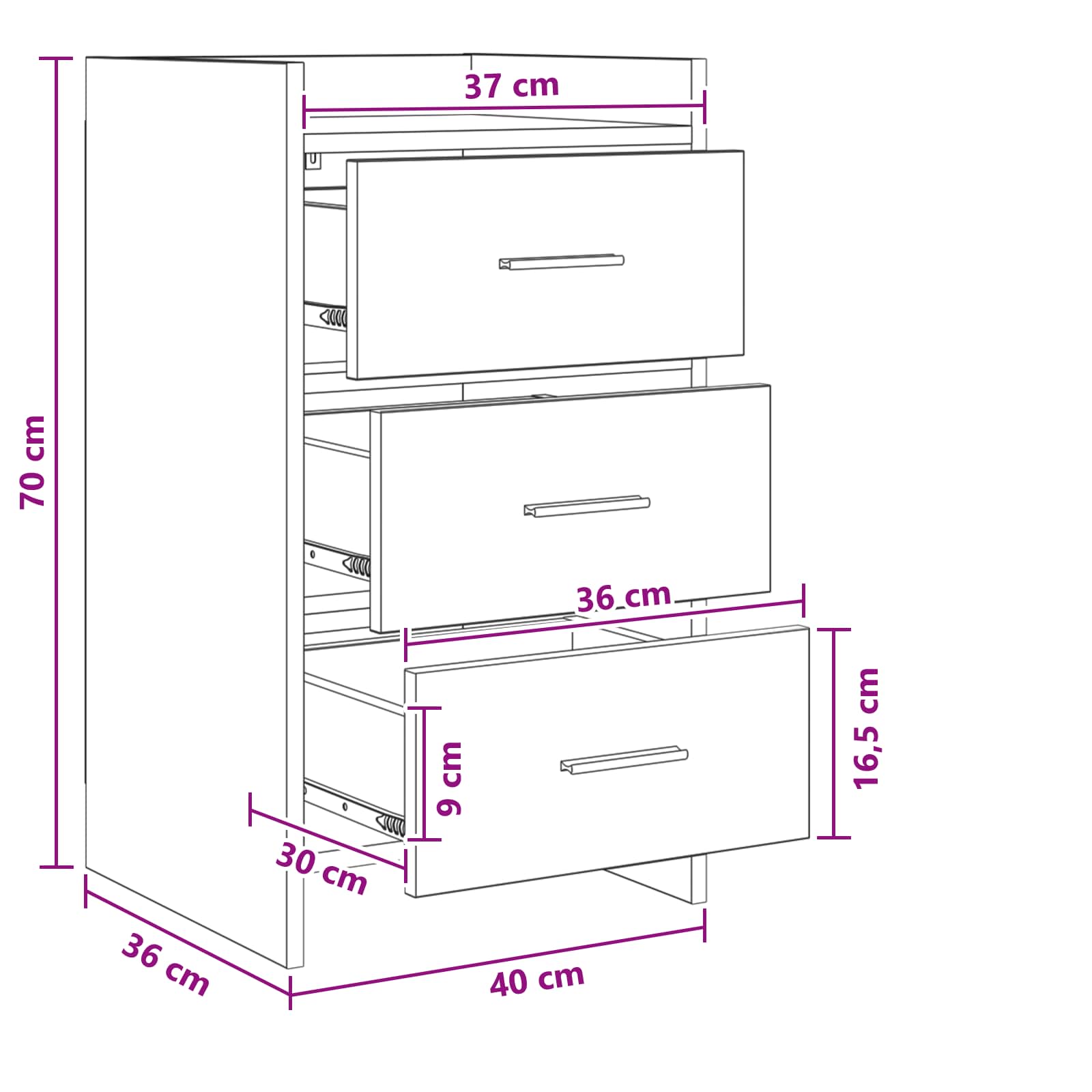 Κομοδίνα Γκρι Σκυροδέματος 40 x 36 x 70 εκ. Επεξεργασμένο Ξύλο - Image 9