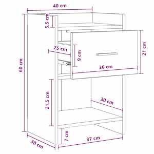 Noční stolky 2 pcs Bílá 40 x 36 x 60 cm Kompozitní dřevo - obrázek 10