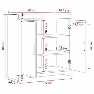 Servírovací skříň Kouřový dub 72 x 36 x 80 cm Kompozitní dřevo - obrázek 11