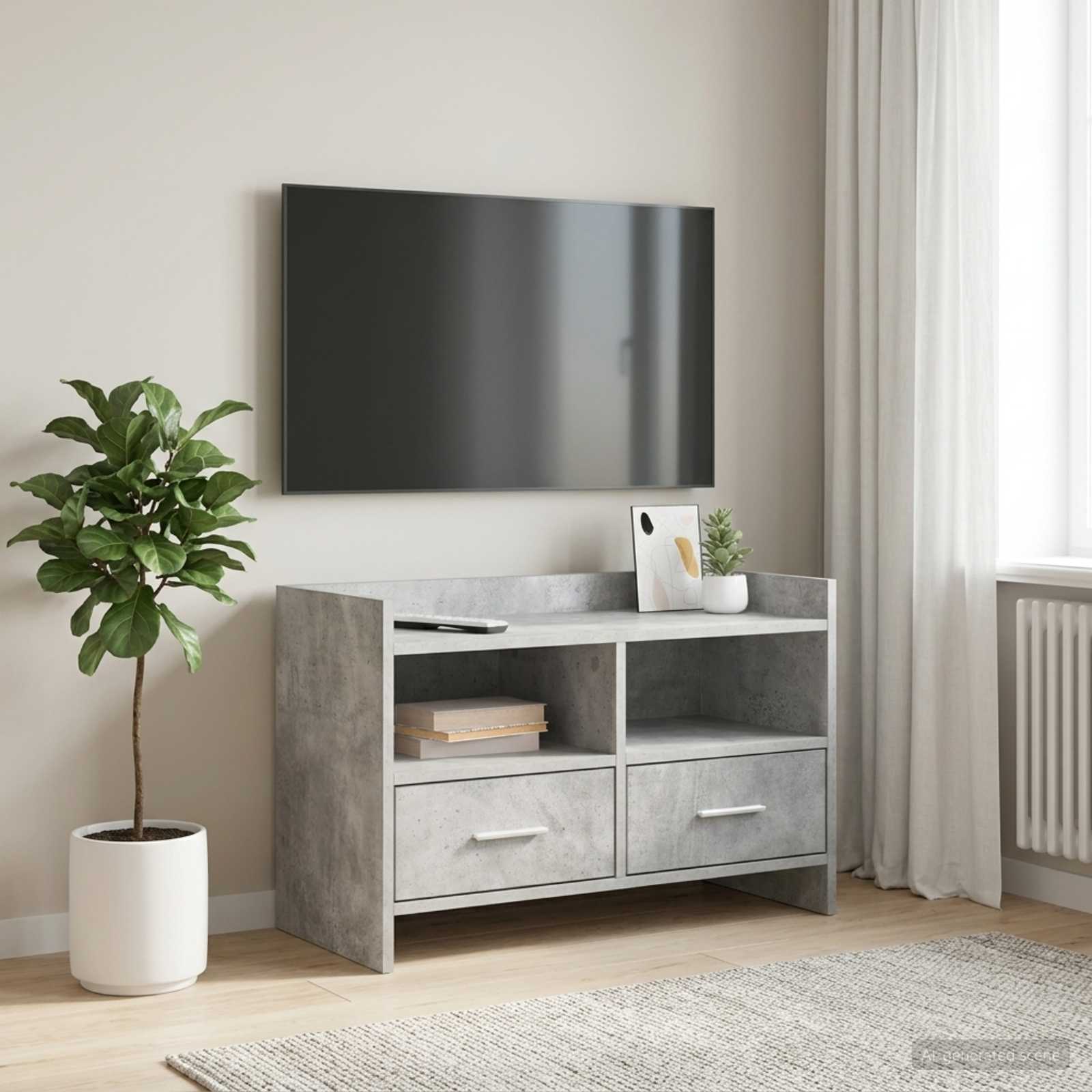 TV-kaappi 71,5 x 33 x 47 cm Betoninharmaa Tekninen puu