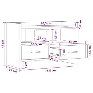 Televizní skříň 71,5 x 33 x 47 cm Kouřový dub Kompozitní dřevo - obrázek 10