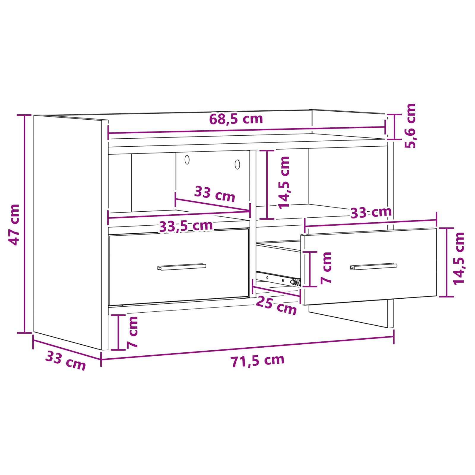 Ντουλάπι TV 71,5 x 33 x 47 εκ. Παλαιωμένο ξύλο - Image 9