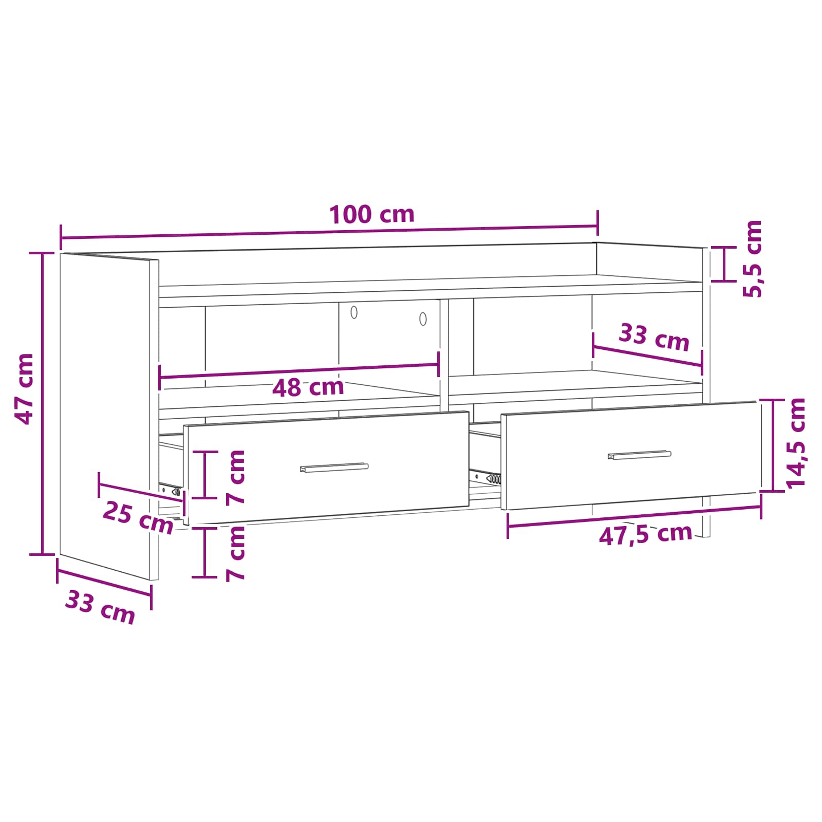 Ντουλάπι TV 100 x 33 x 47 εκ Γκρι Σκυροδέματος - Image 8