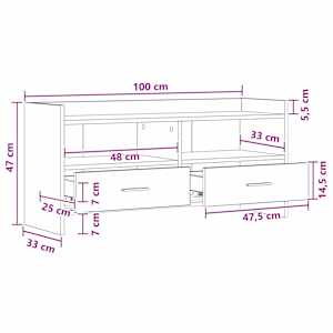 Televizní skříň 100 x 33 x 47 cm Kouřový dub Kompozitní dřevo - obrázek 8