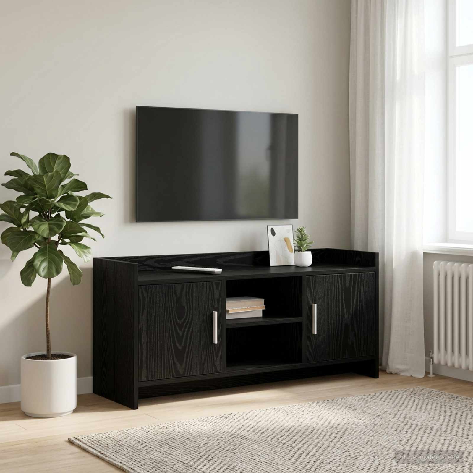 TV-kaappi 102 x 33 x 47 cm Musta tammi Tekninen puu