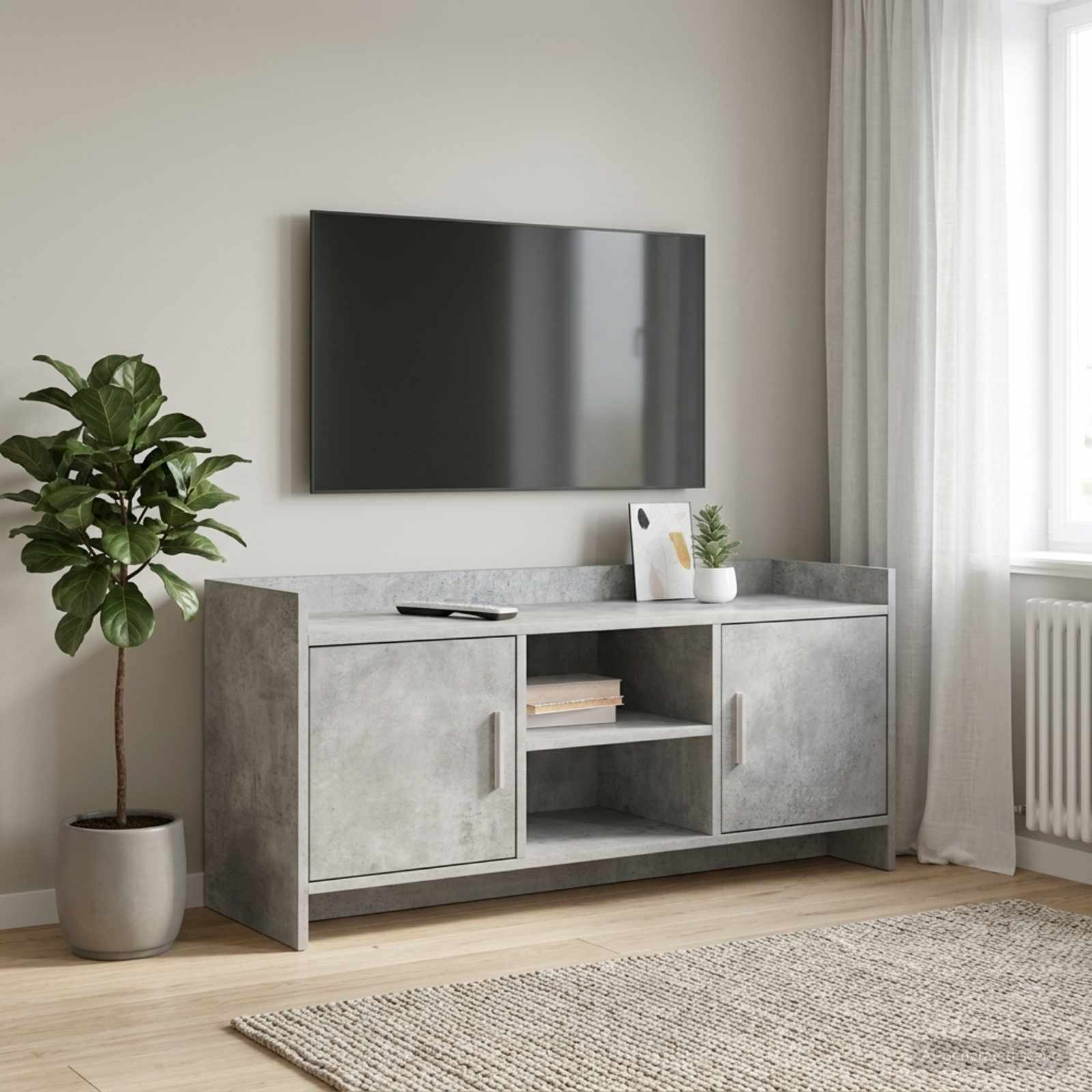 TV-kaappi 102 x 33 x 47 cm Betoninharmaa Tekninen puu