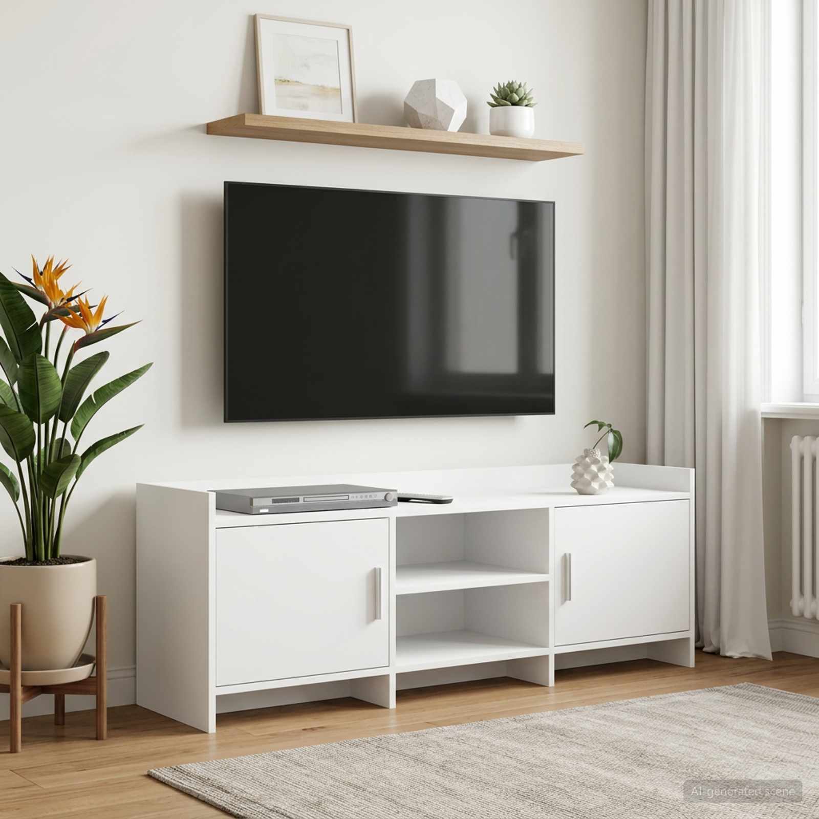 vidaXL TV-skab 130 x 33 x 47 cm Hvid Konstrueret træ