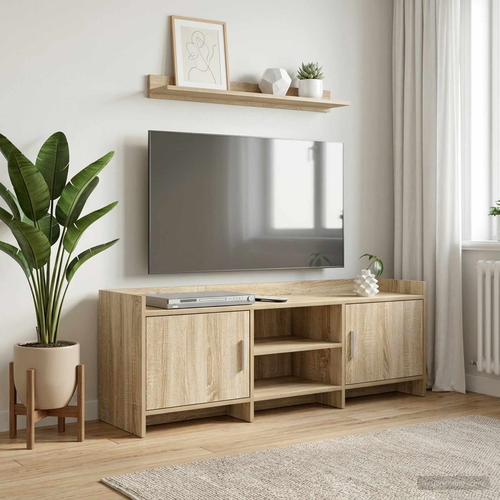 TV-kaappi 130 x 33 x 47 cm Sonoma-tammi Tekninen puu