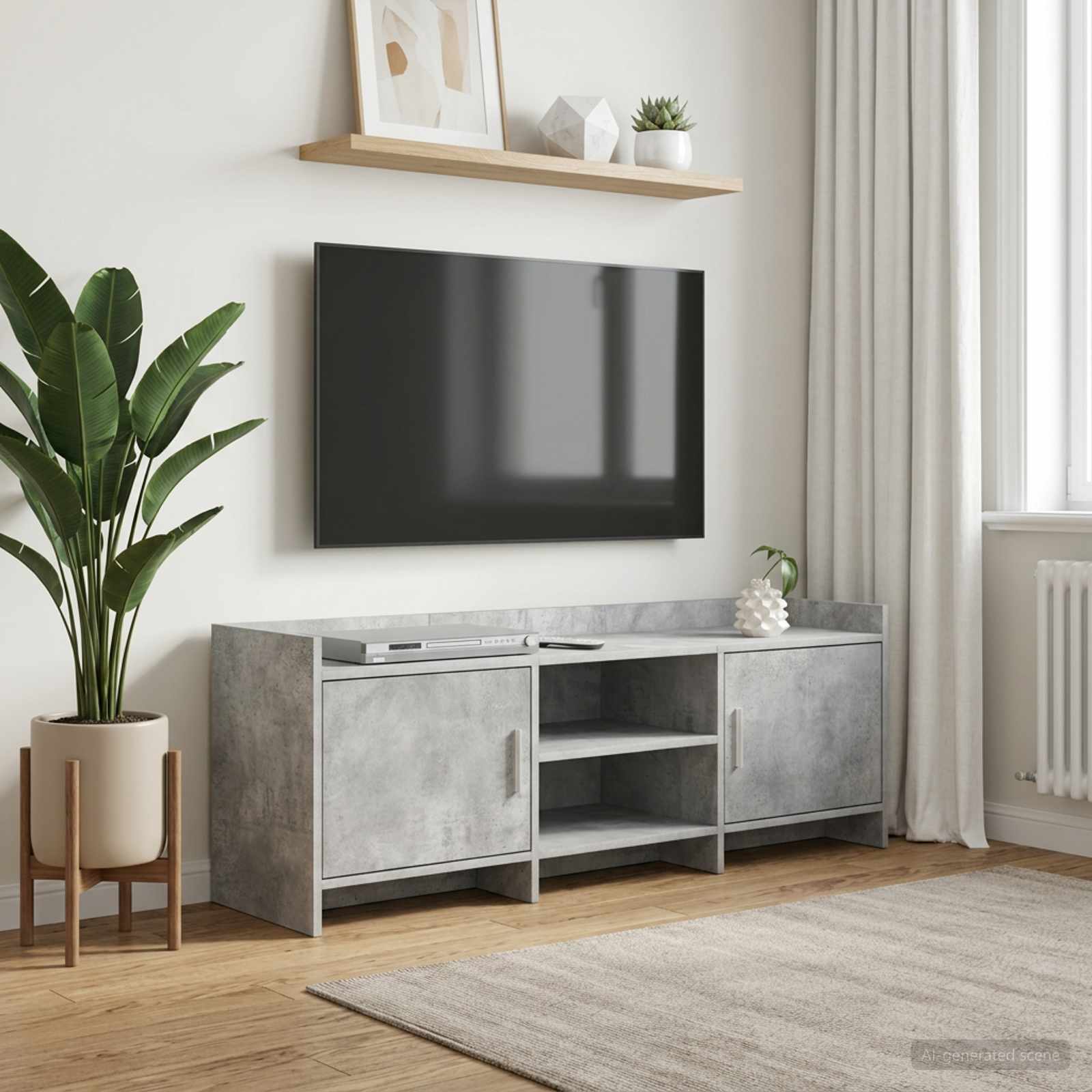 TV-kaappi 130 x 33 x 47 cm Betoninharmaa Tekninen puu