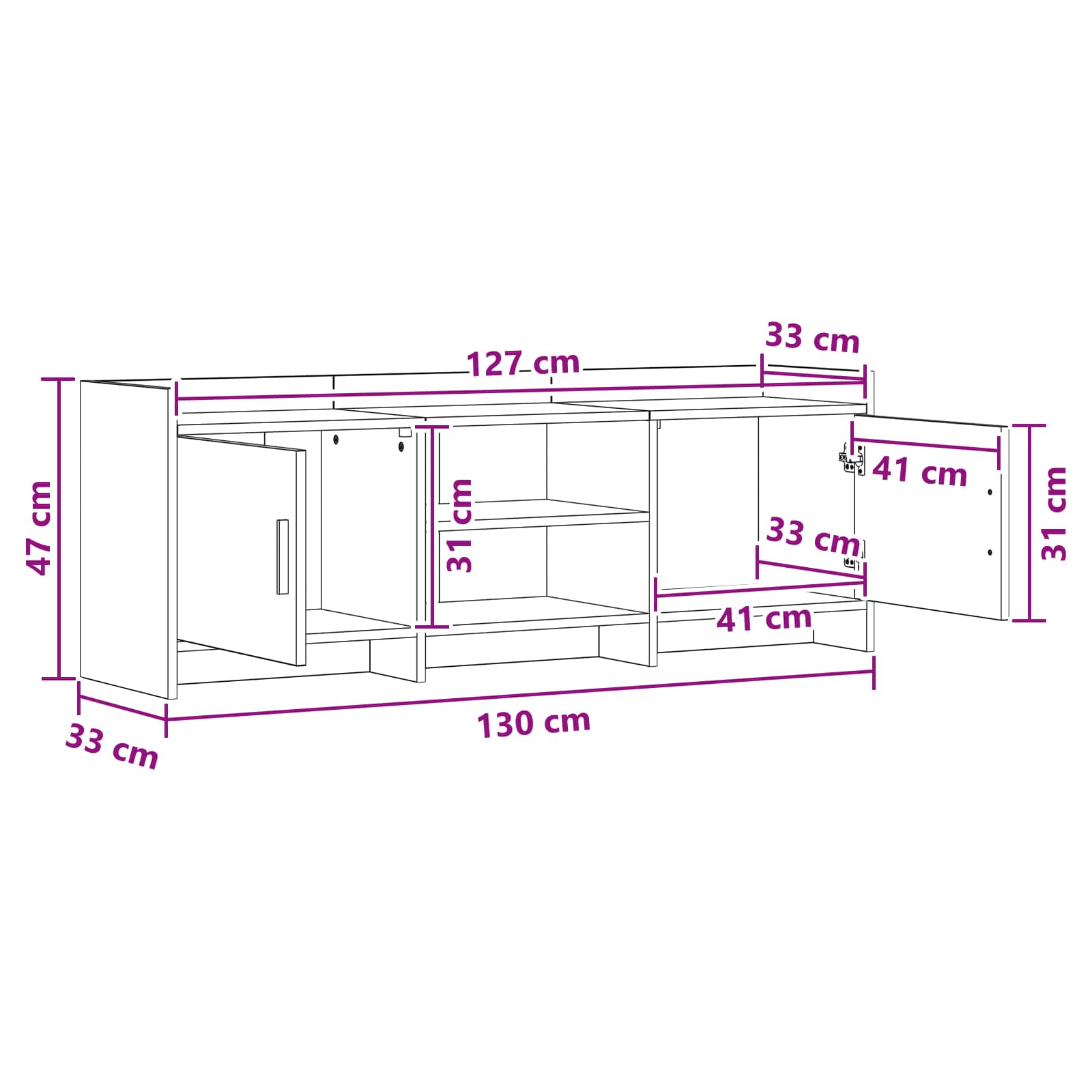 Ντουλάπι TV 130 x 33 x 47 εκ Artisan Δρυς Επεξεργασμένο Ξύλο - Image 8