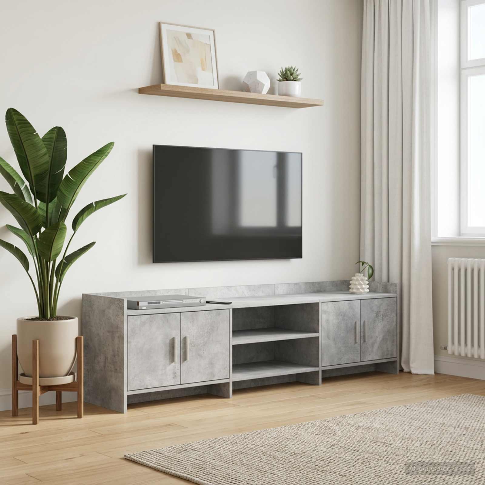 TV-kaappi 168 x 33 x 47 cm Betoninharmaa Tekninen puu
