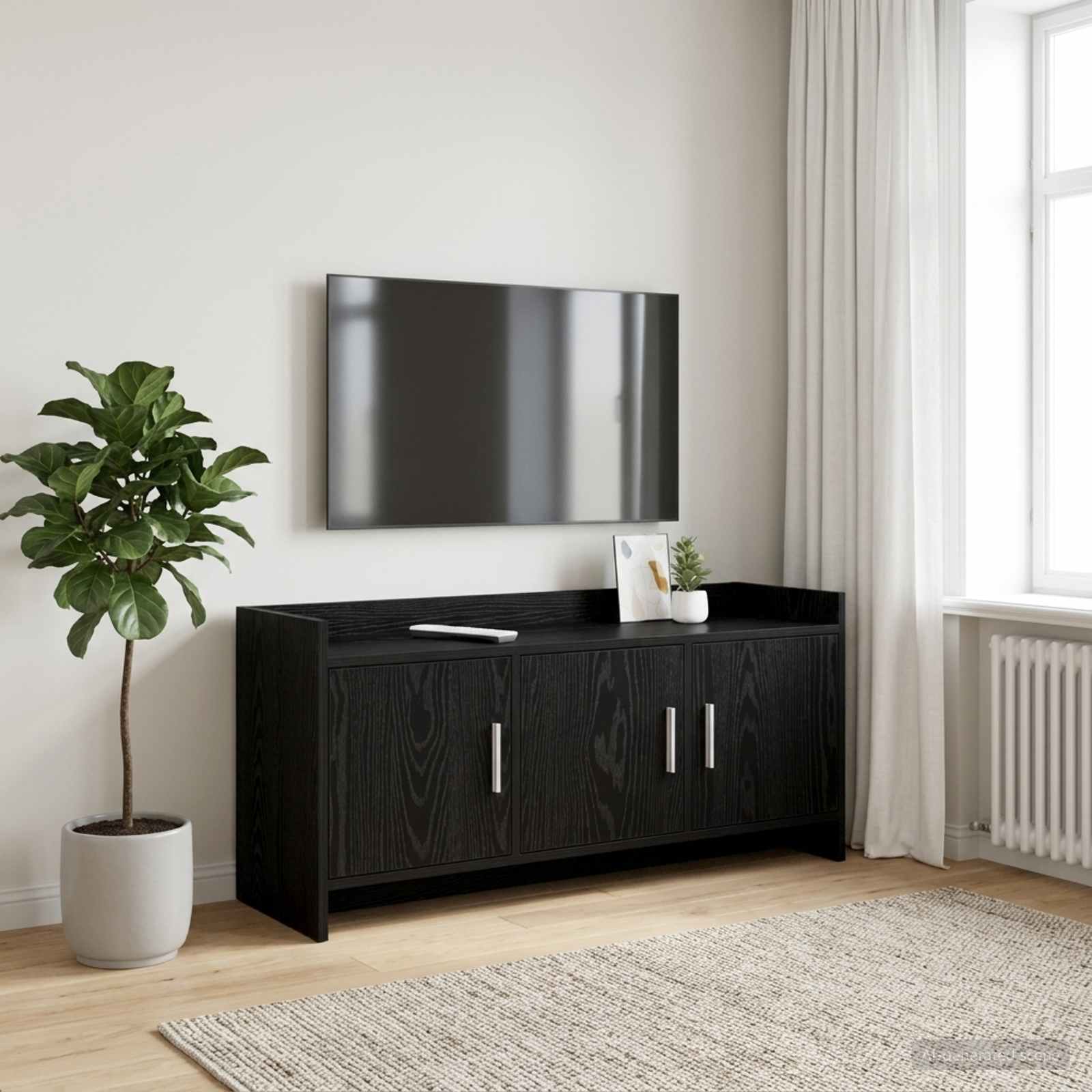 TV-kaappi 102 x 33 x 47 cm Musta tammi Tekninen puu