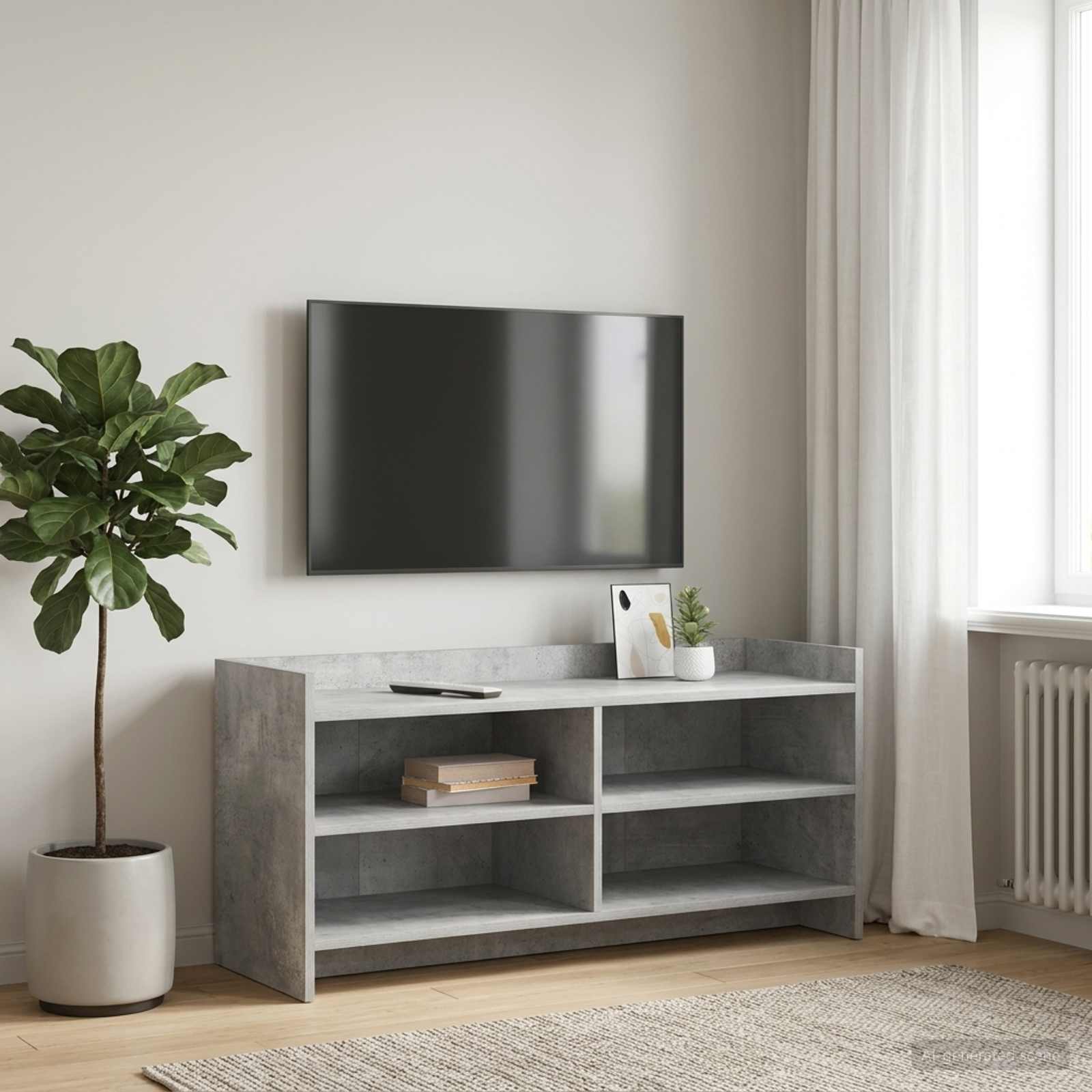 TV-kaappi 100 x 33 x 47 cm Betoninharmaa Tekninen puu