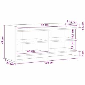 Televizní skříň 100 x 33 x 47 cm Kouřový dub Kompozitní dřevo - obrázek 6
