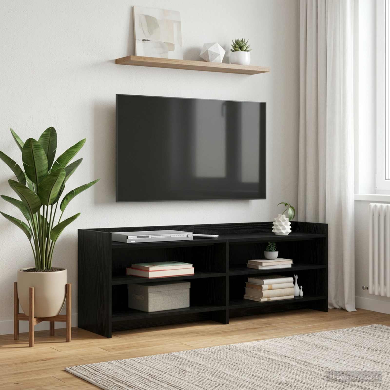 TV-kaappi 135 x 33 x 47 cm Musta tammi Tekninen puu