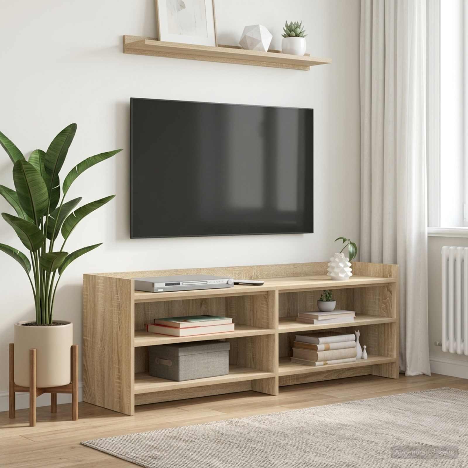 TV-kaappi 135 x 33 x 47 cm Sonoma-tammi Tekninen puu