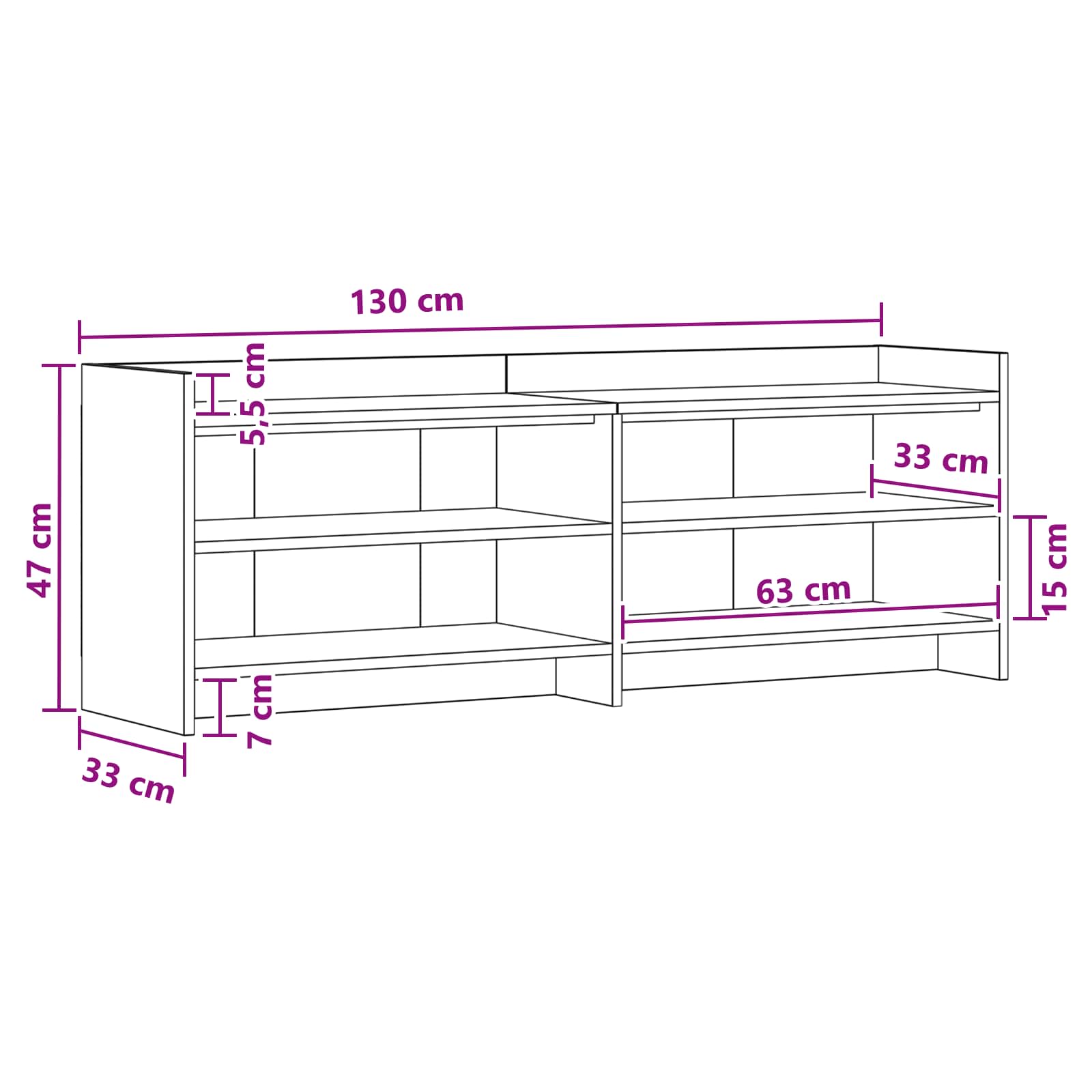 Ντουλάπι TV 135 x 33 x 47 εκ. Καπνισμένο Ξύλο Δρυός - Image 7