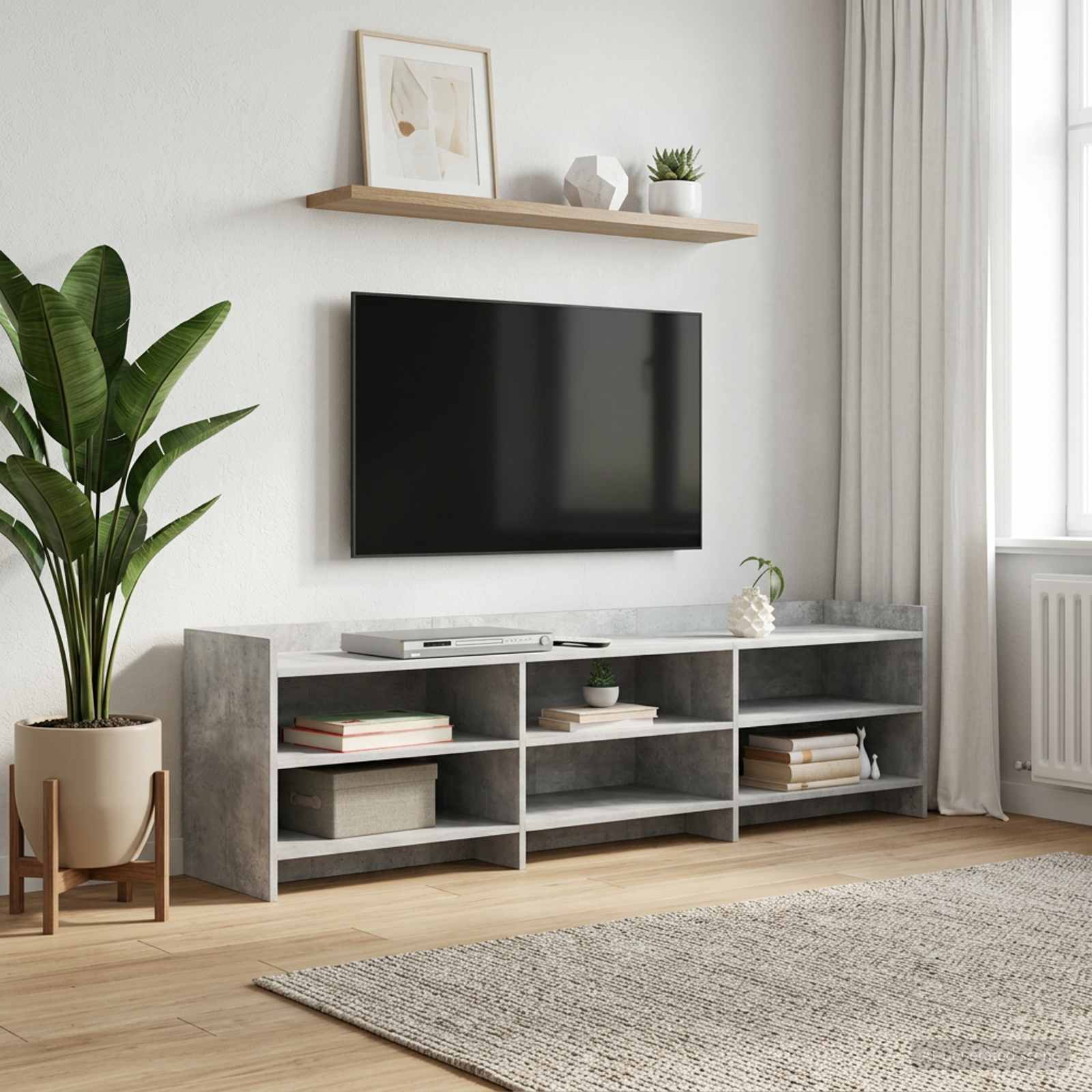 TV-kaappi 168 x 33 x 47 cm Betoninharmaa Tekninen puu
