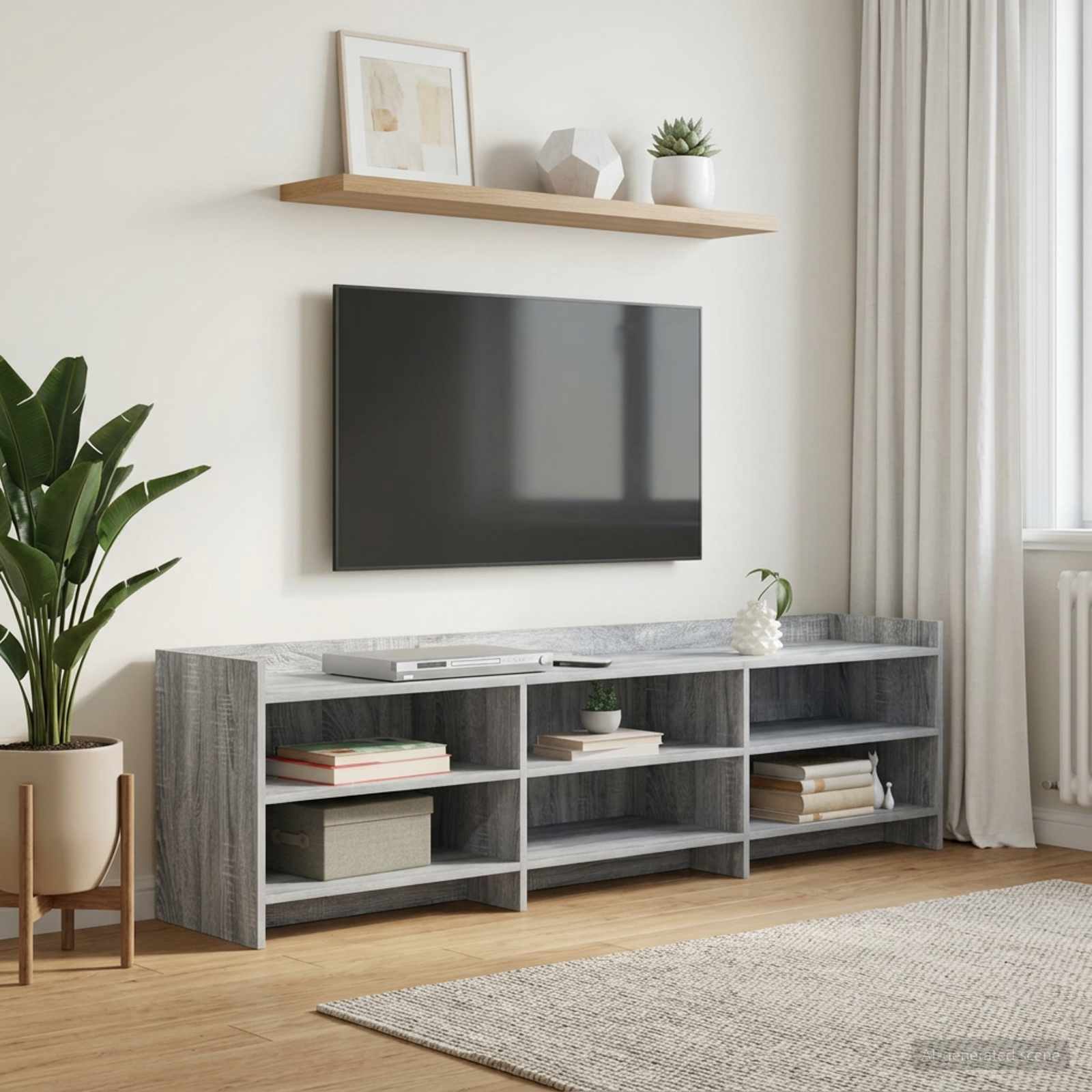 TV-bord med hylder 168 × 33 × 47 cm - grå sonoma, konstrueret træ