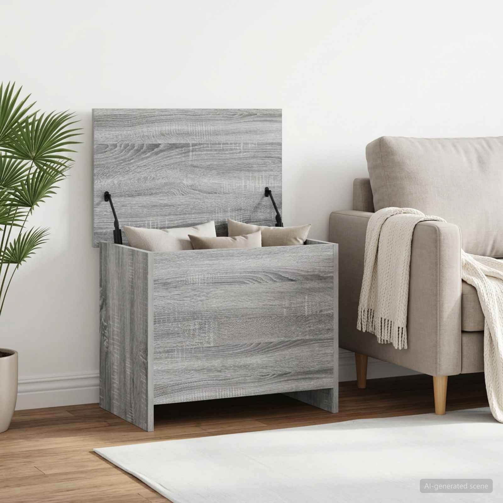Θήκη Αποθήκευσης Γκρι Sonoma 60 x 40 x 50 cm Επεξεργασμένο Ξύλο - Image 4