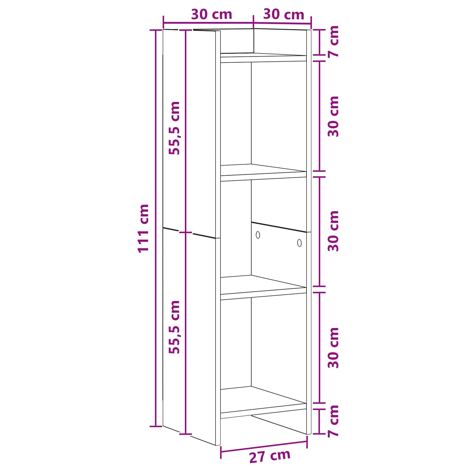 Knjižna omara Betonsko siva 30 x 30 x 111 cm Inženirski les - slika 7