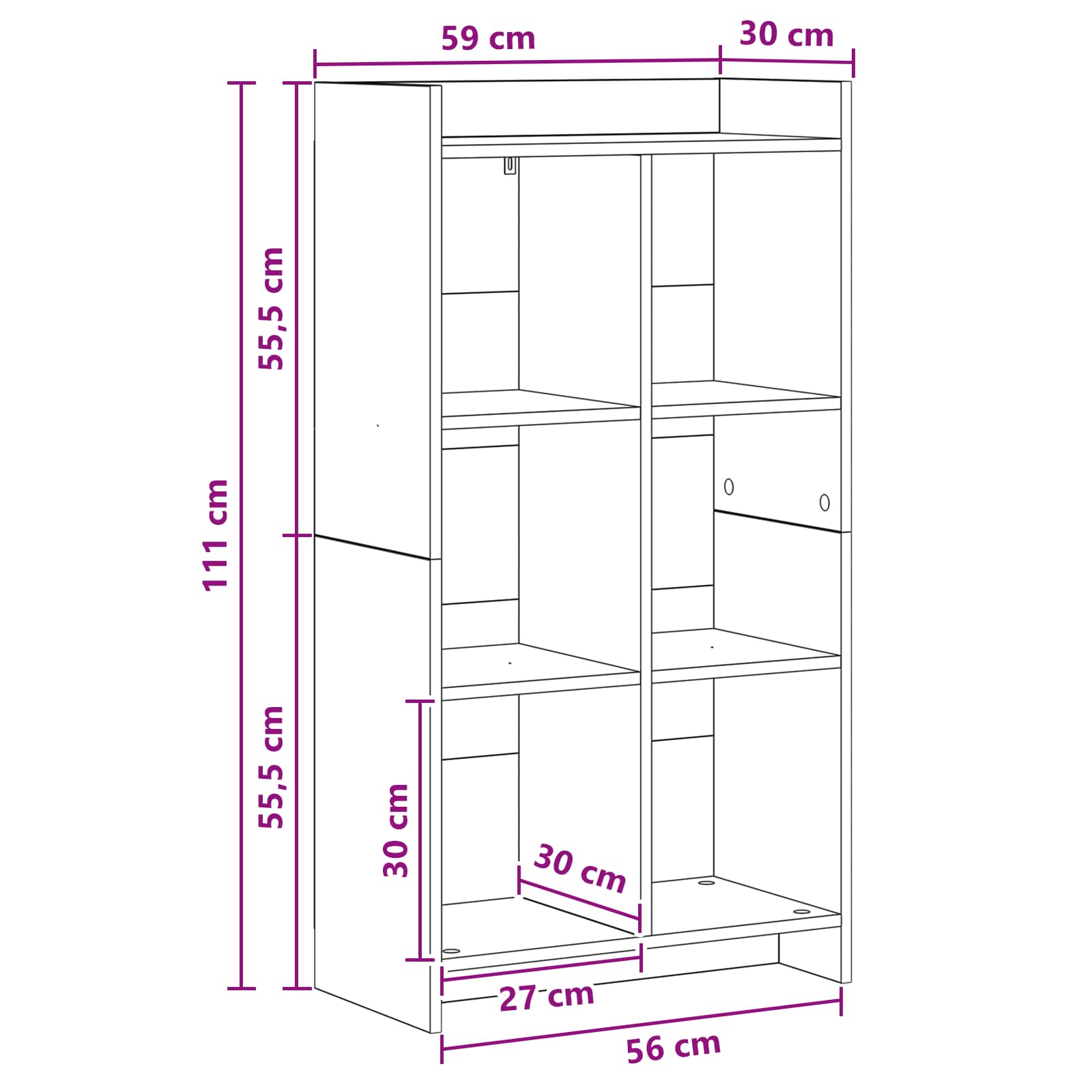 Knjižna omara Dimljen hrast 59 x 30 x 111 cm Inženirski les - slika 7
