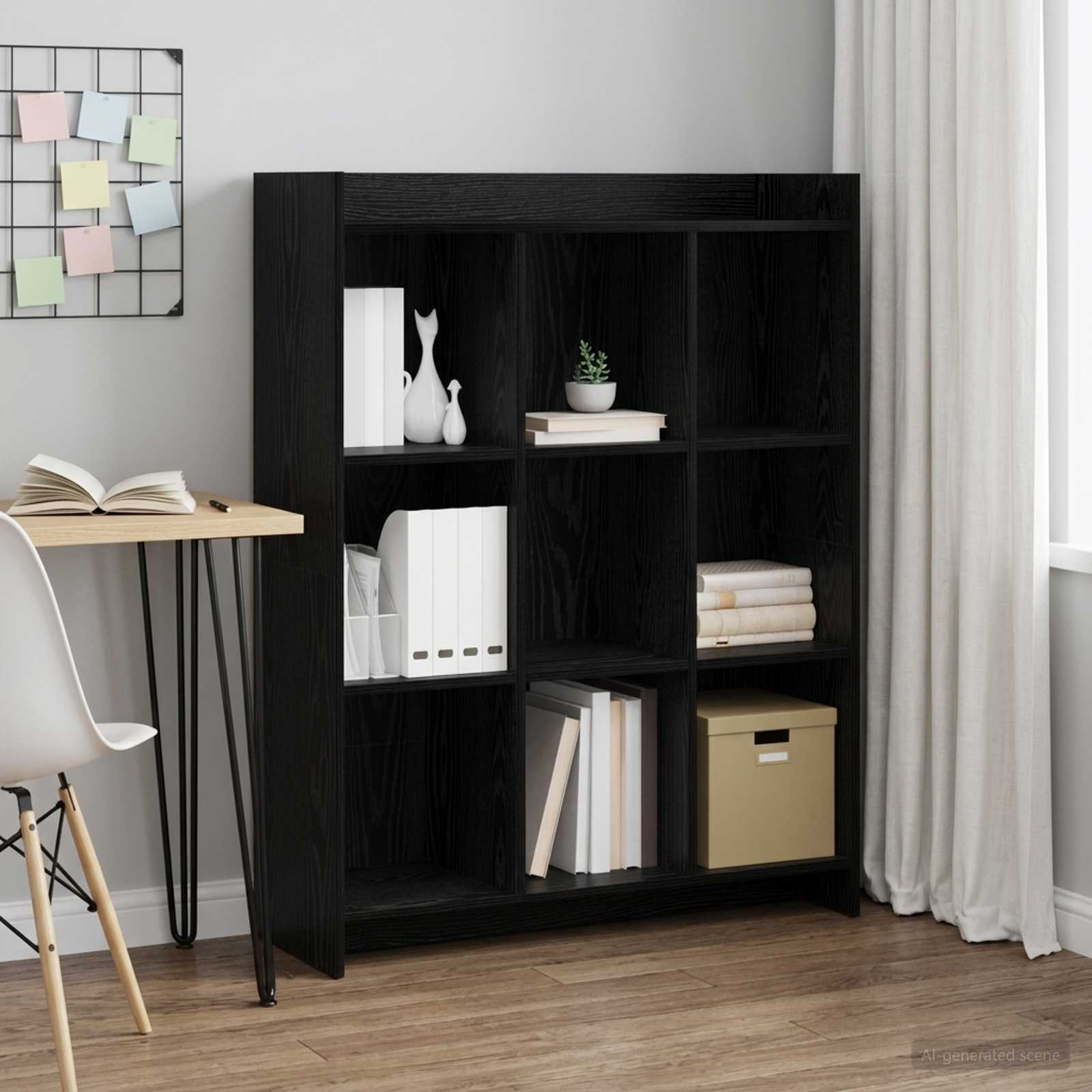vidaXL Bibliotecă Stejar Negru 87,5 x 30 x 111 cm Lemn prelucrat