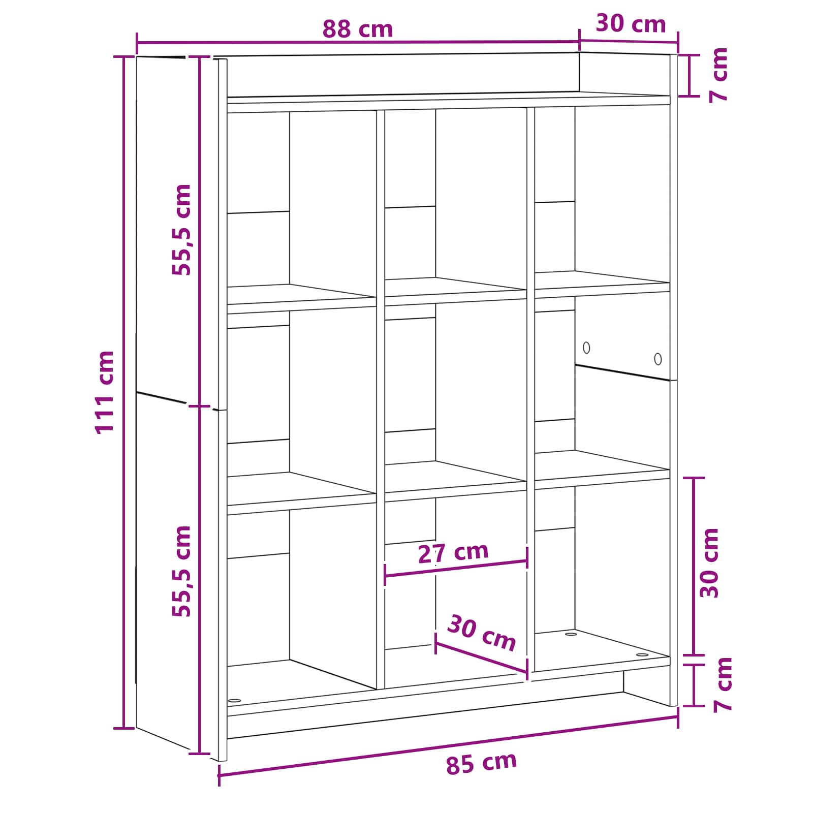 Knjižna omara Dimljen hrast 87,5 x 30 x 111 cm Inženirski les - slika 7