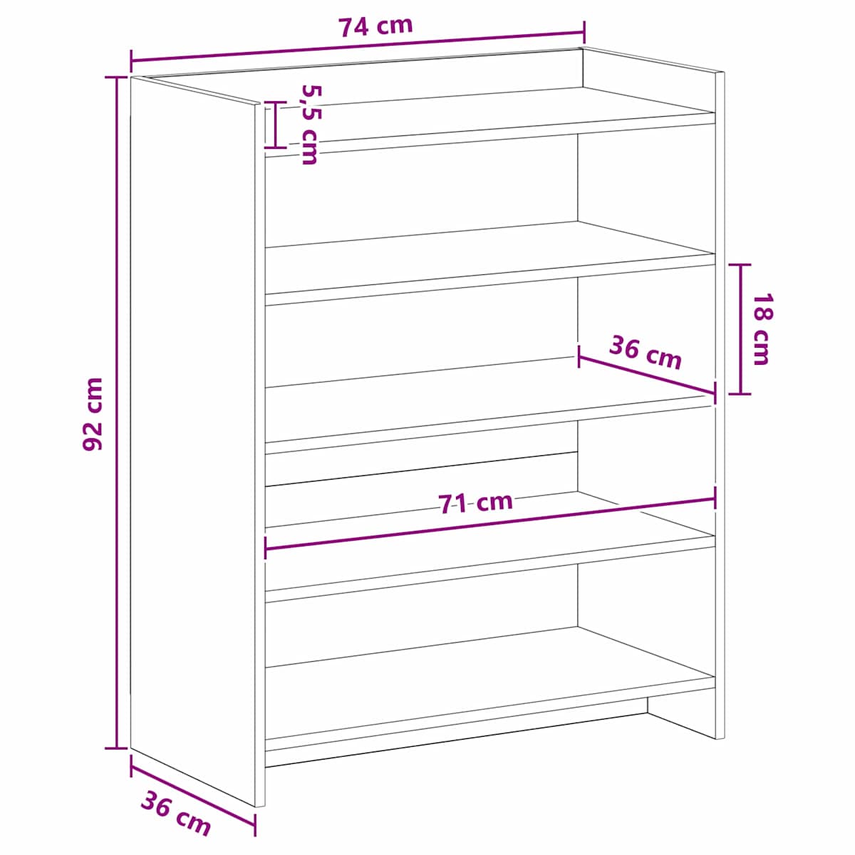 Sko skab 73,5 x 36 x 92 cm Konstrueret træ - Billede 8