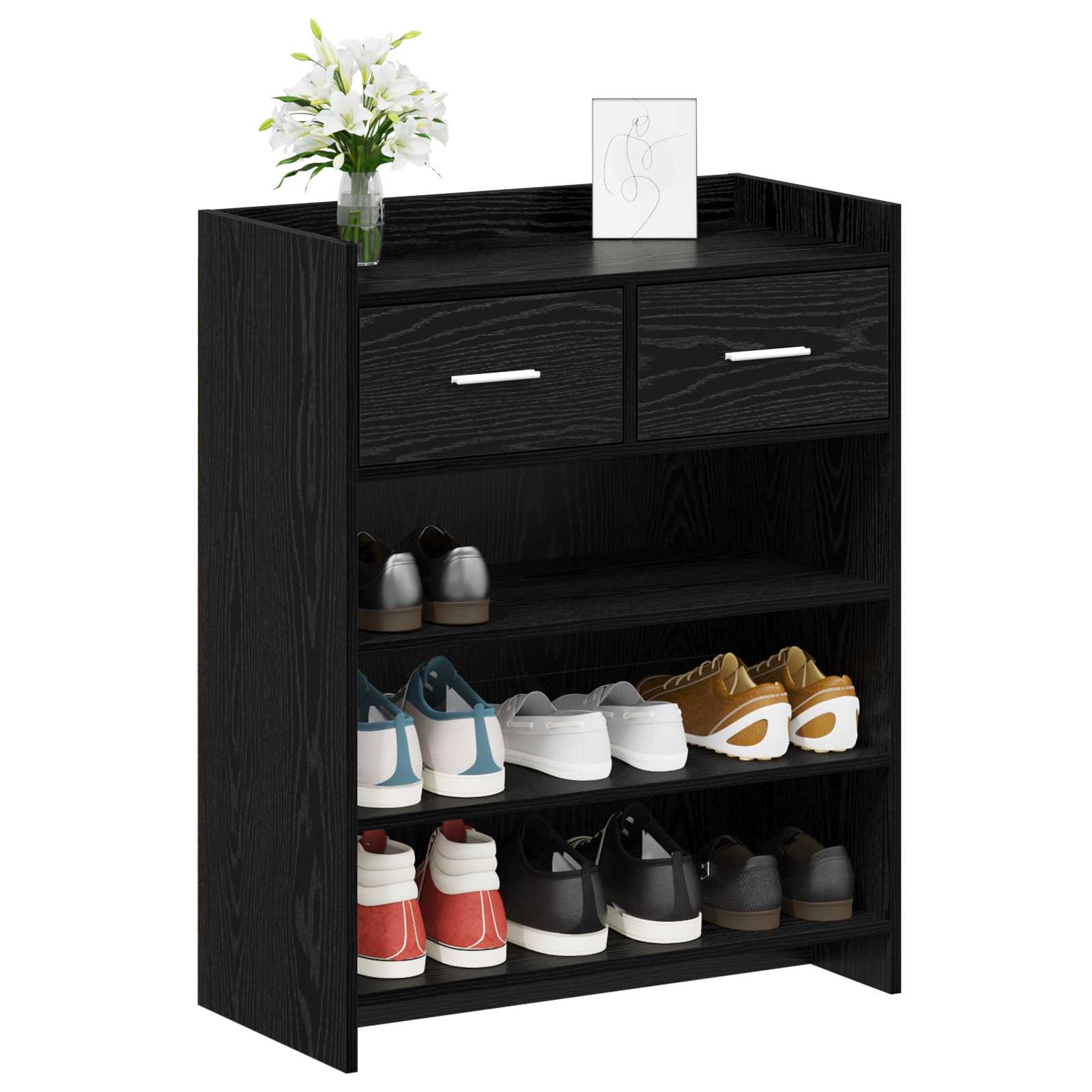 Schoenenkast Zwart eiken 73,5 x 36 x 92 cm Bewerkt hout image 2
