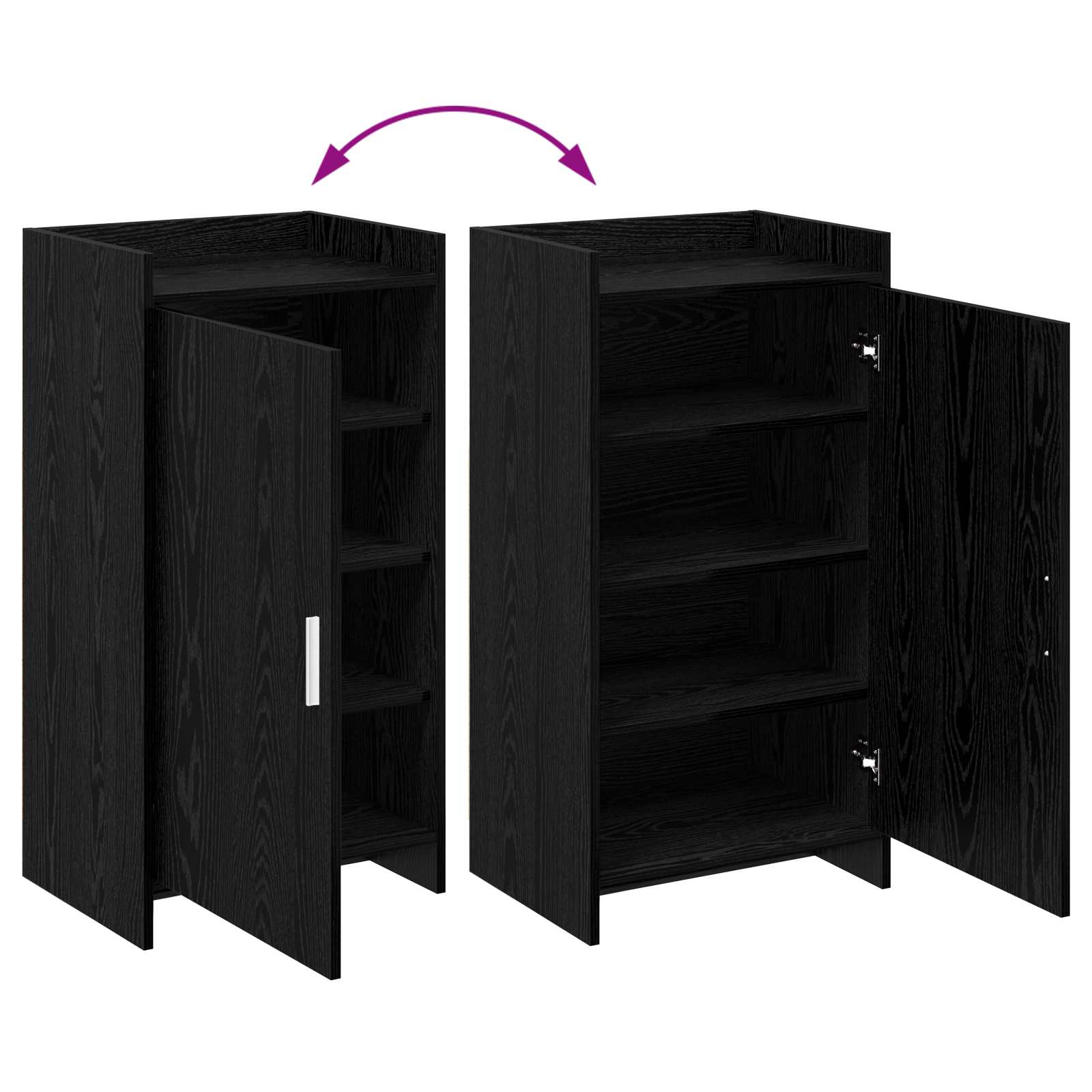 Schoenenkast Zwart eiken 48 x 36 x 92 cm Bewerkt hout image 8