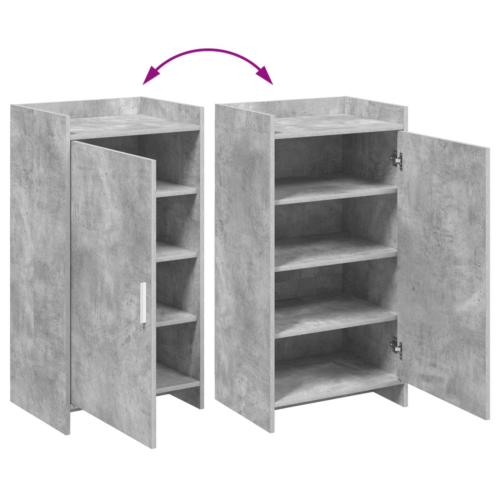 Schoenenkast met opslag Betongrijs 48 x 36 x 92 cm Bewerkt hout image 8