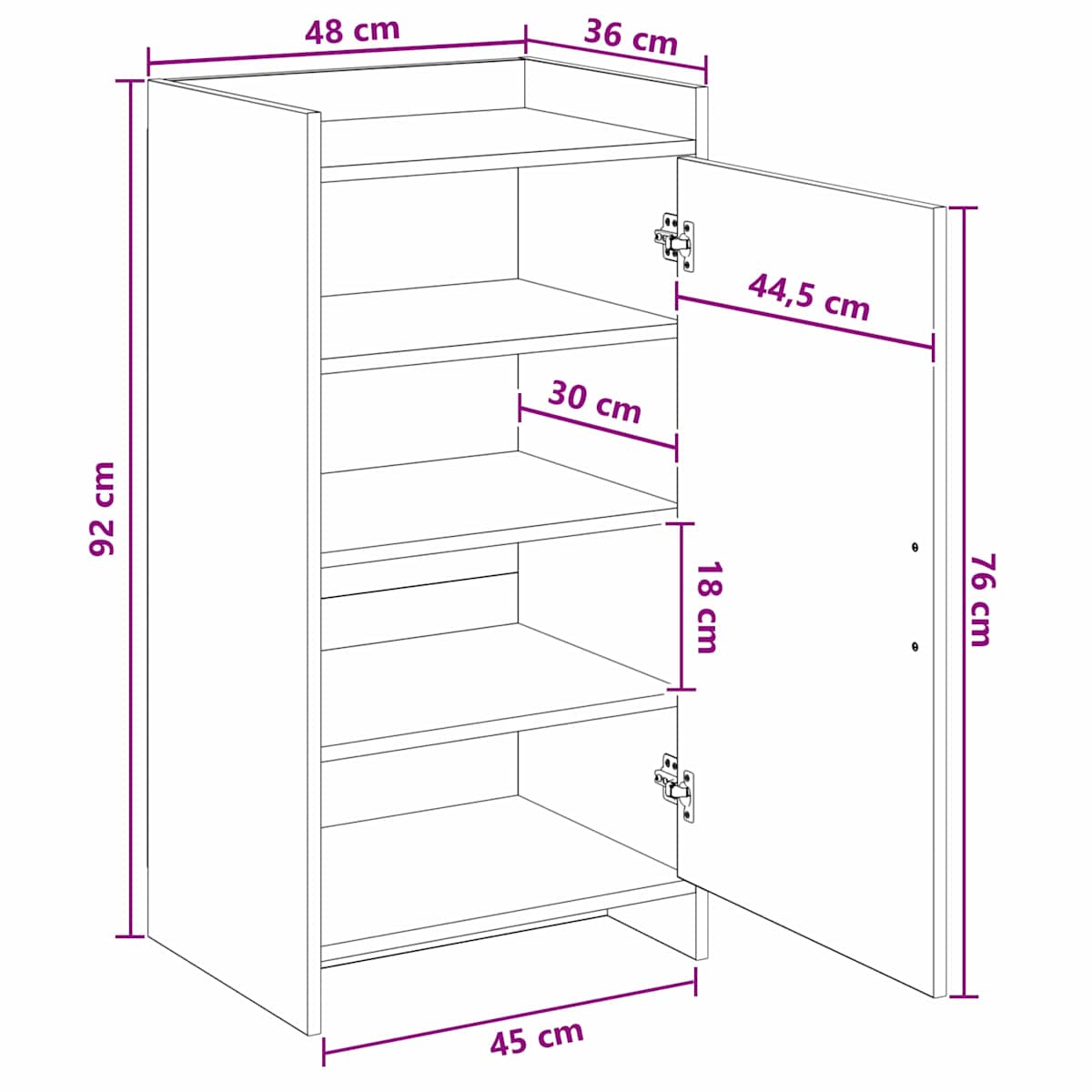 Sko skab 48 x 36 x 92 cm Konstrueret træ - Billede 11