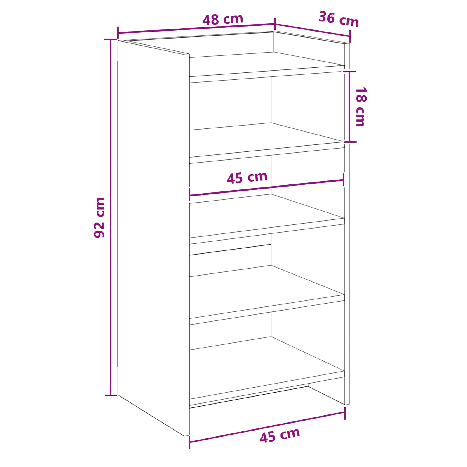 Schoenenkast met opslag Oud hout 48 x 36 x 92 cm Bewerkt hout image 6