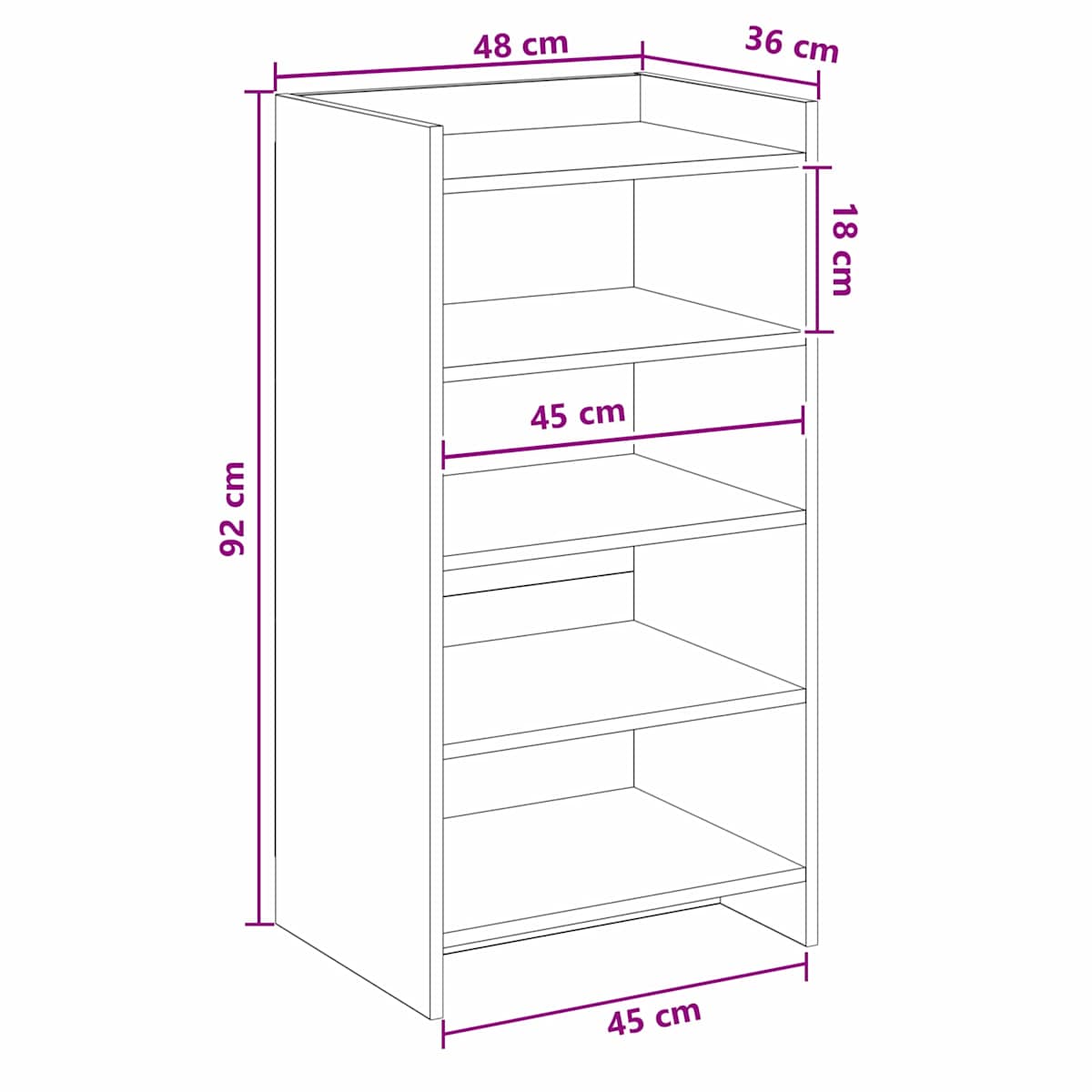 Sko skab 48 x 36 x 92 cm Konstrueret træ - Billede 8
