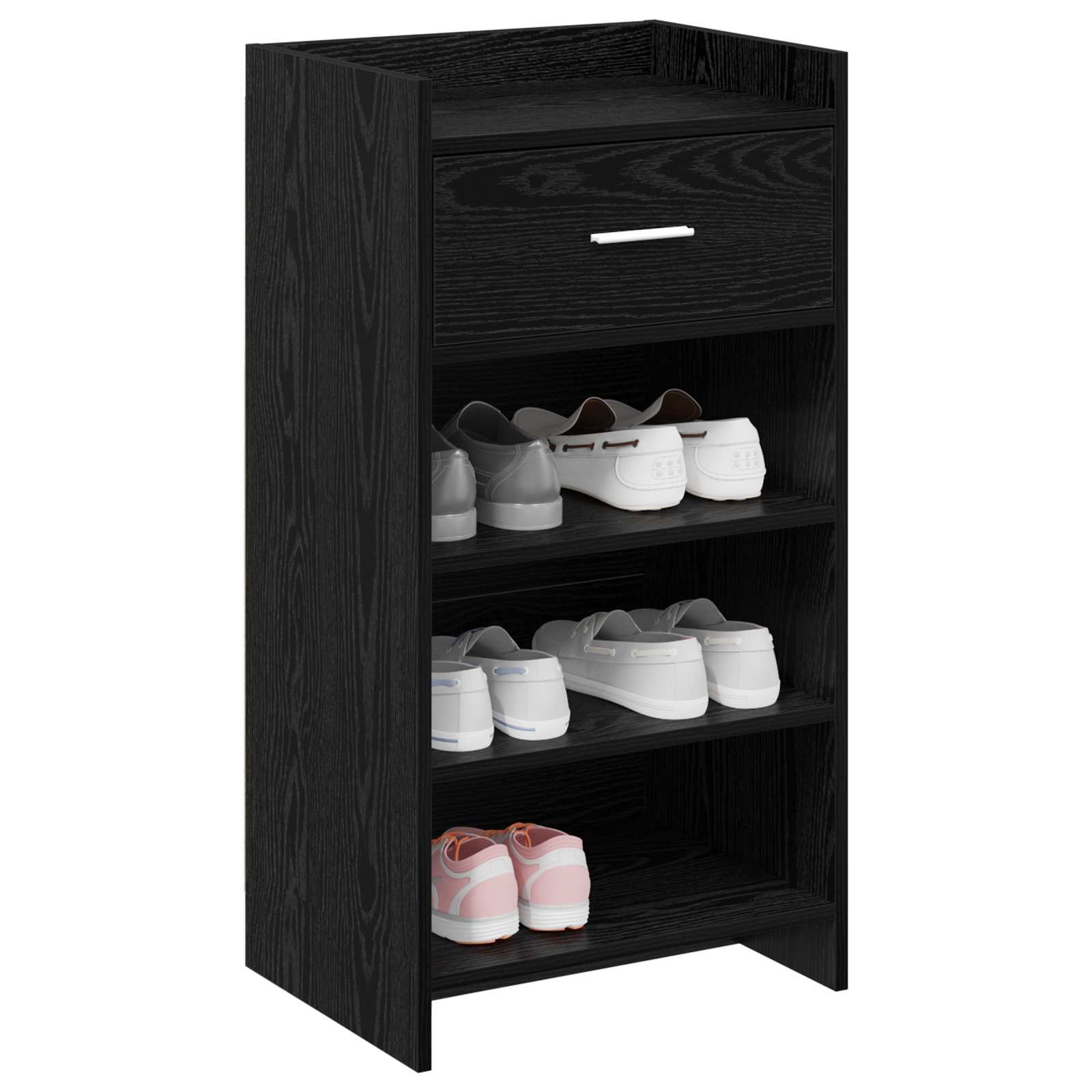 Schoenenkast met lade Zwart eiken 48 x 36 x 92 cm Bewerkt hout image 2