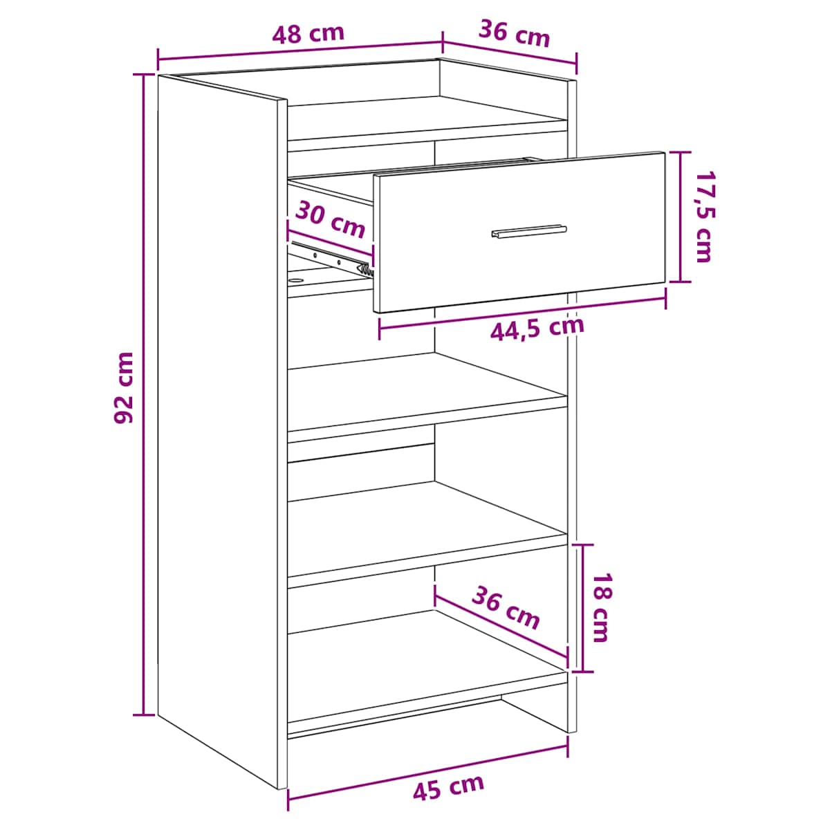 Sko skab 48 x 36 x 92 cm Konstrueret træ - Billede 11